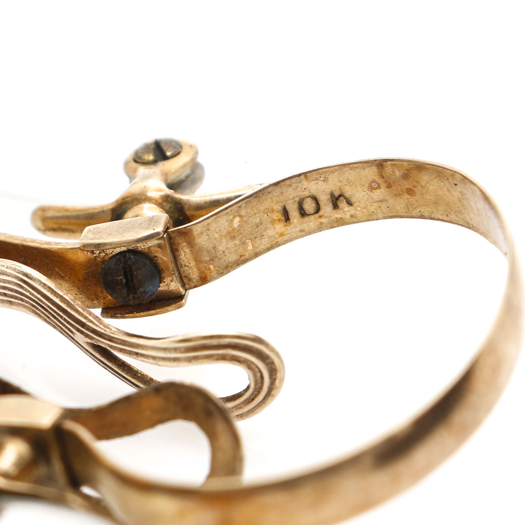 Pince-nez Spectacles with 10K Yellow Gold Spring Bridge and Carrying Case