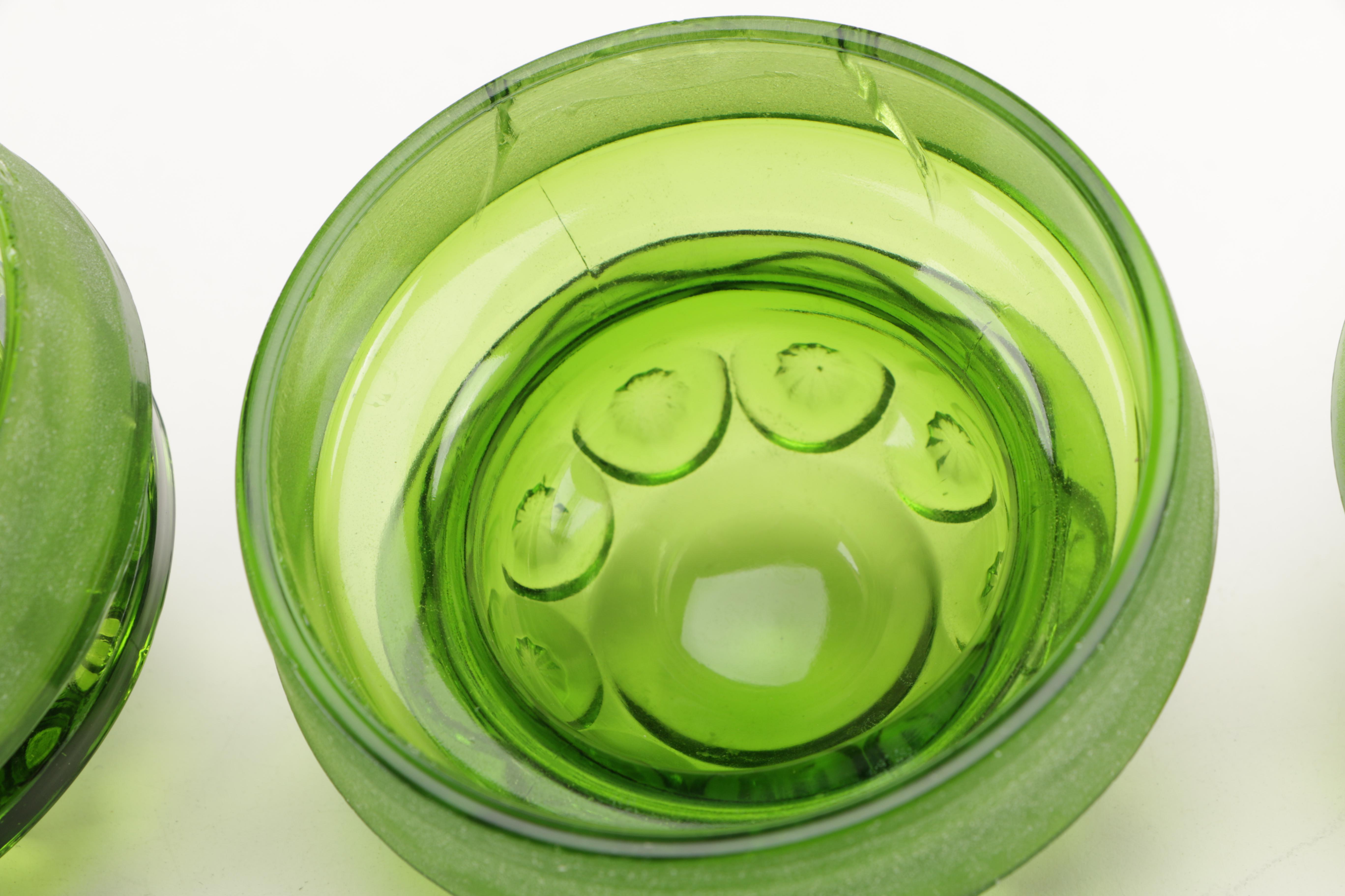 Vintage Green Glass Canisters