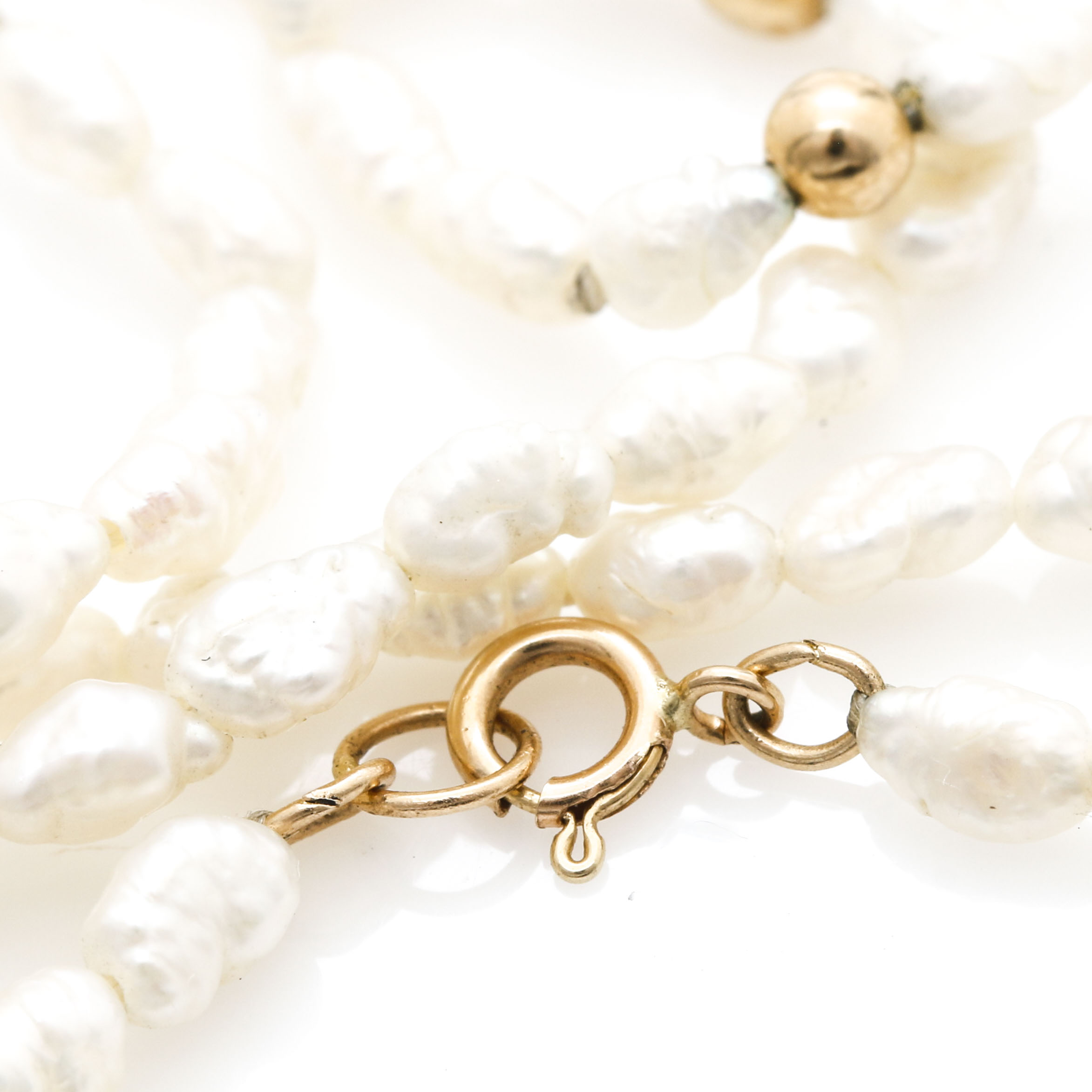 14K Yellow Gold Pearl Necklaces and Bracelet Set