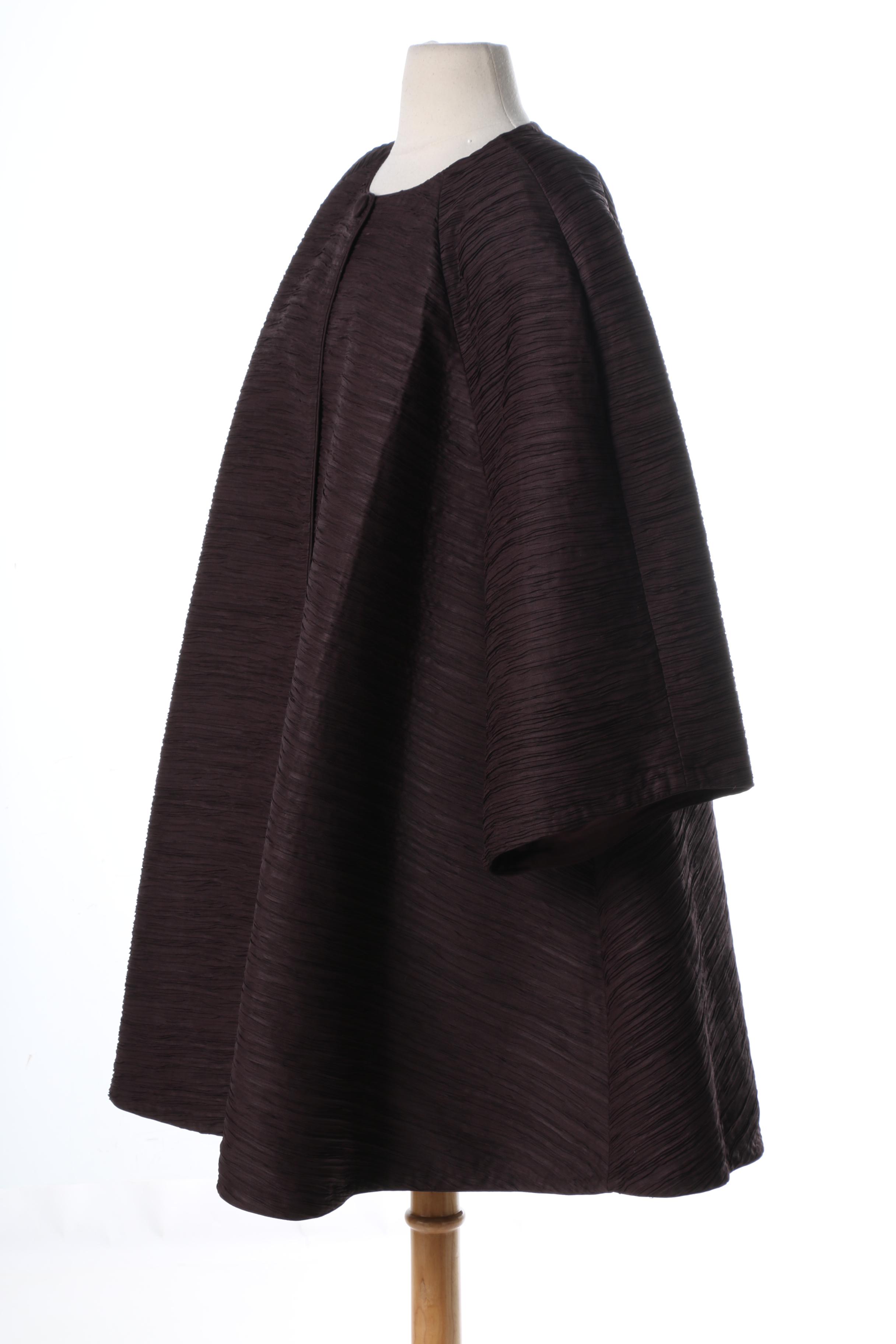 Saks Fifth Avenue Dark Purple Swing Coat