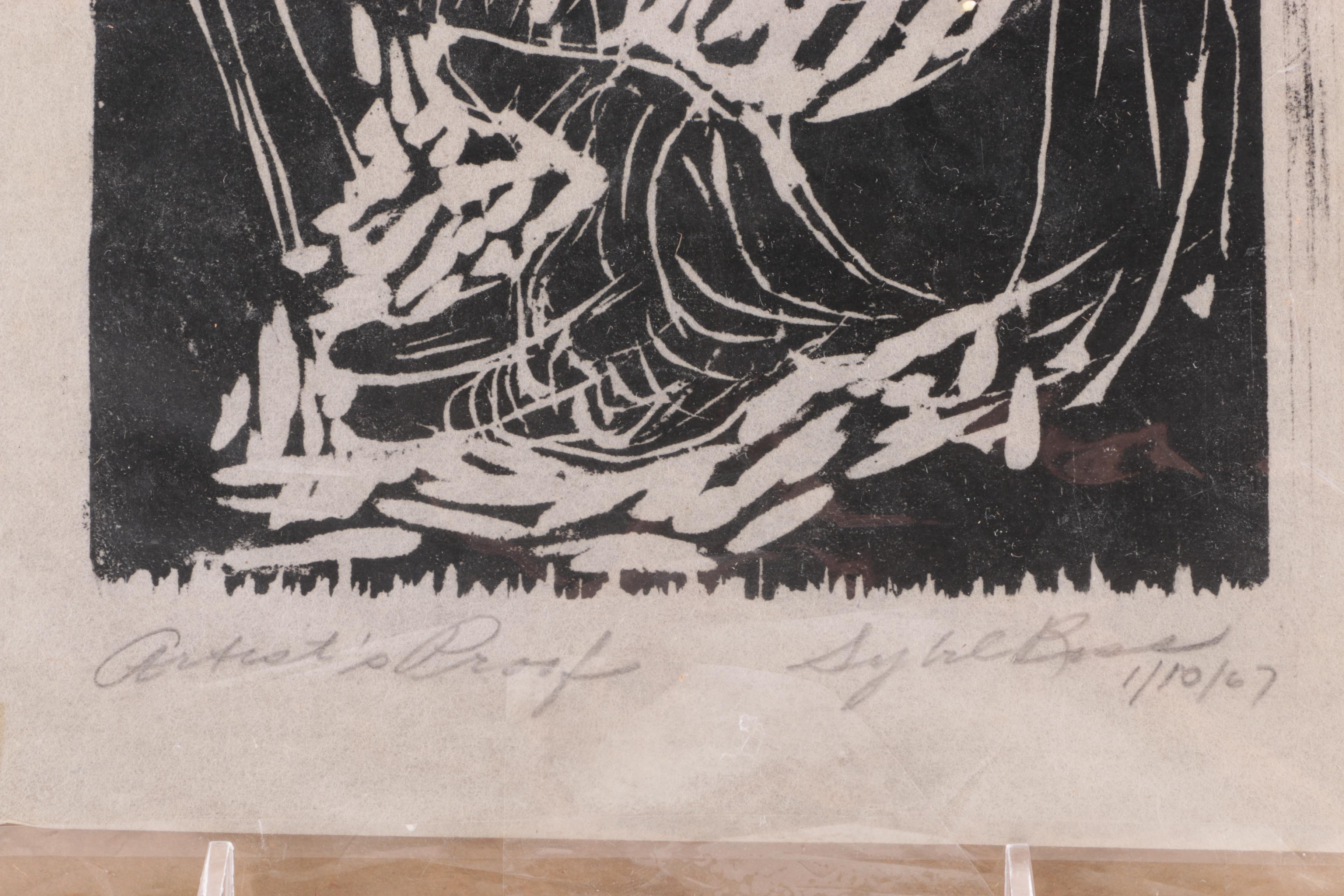 Woodblock Print of a Rabbi Holding a Torah Scroll