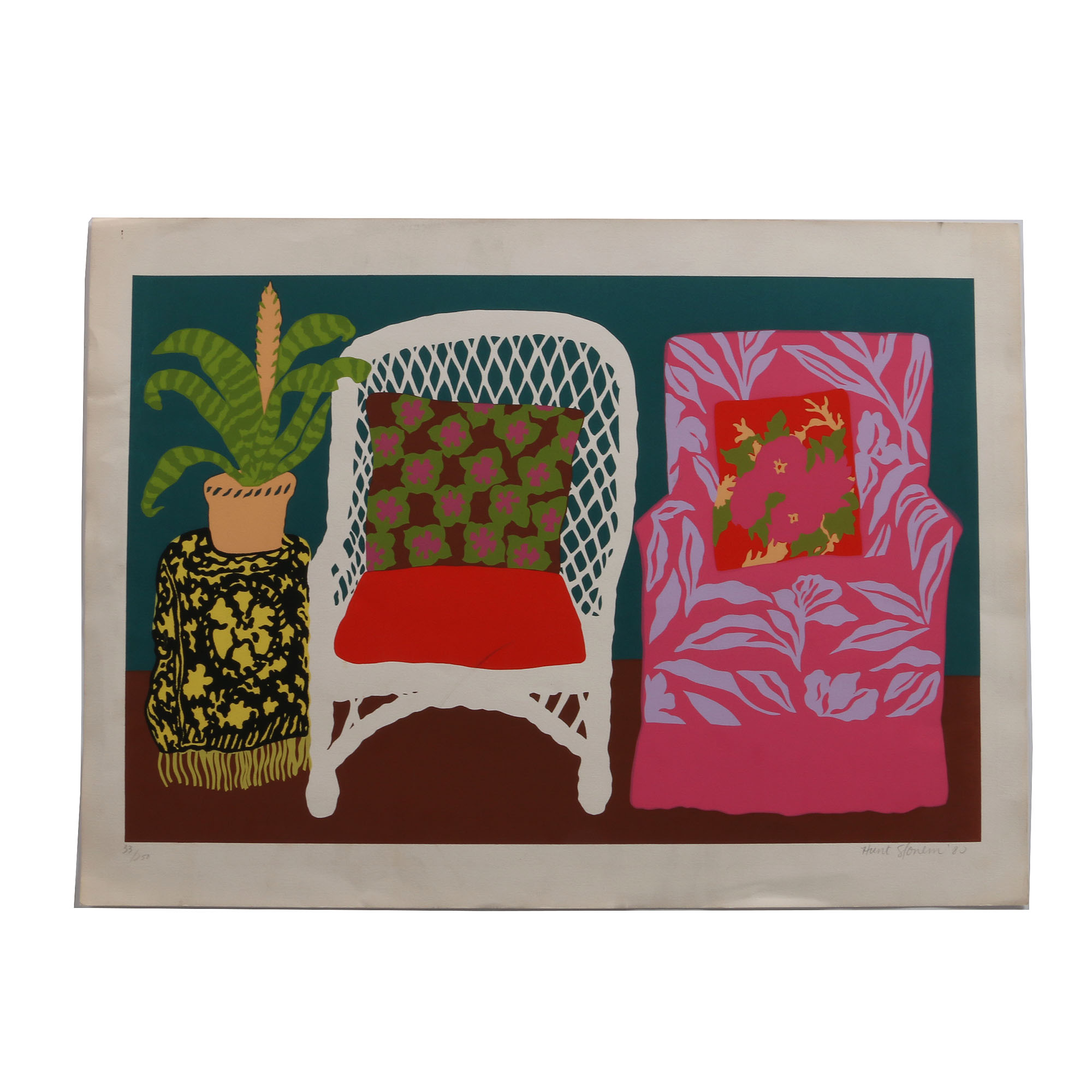 Hunt Slonem "Bromilliad" Serigraph
