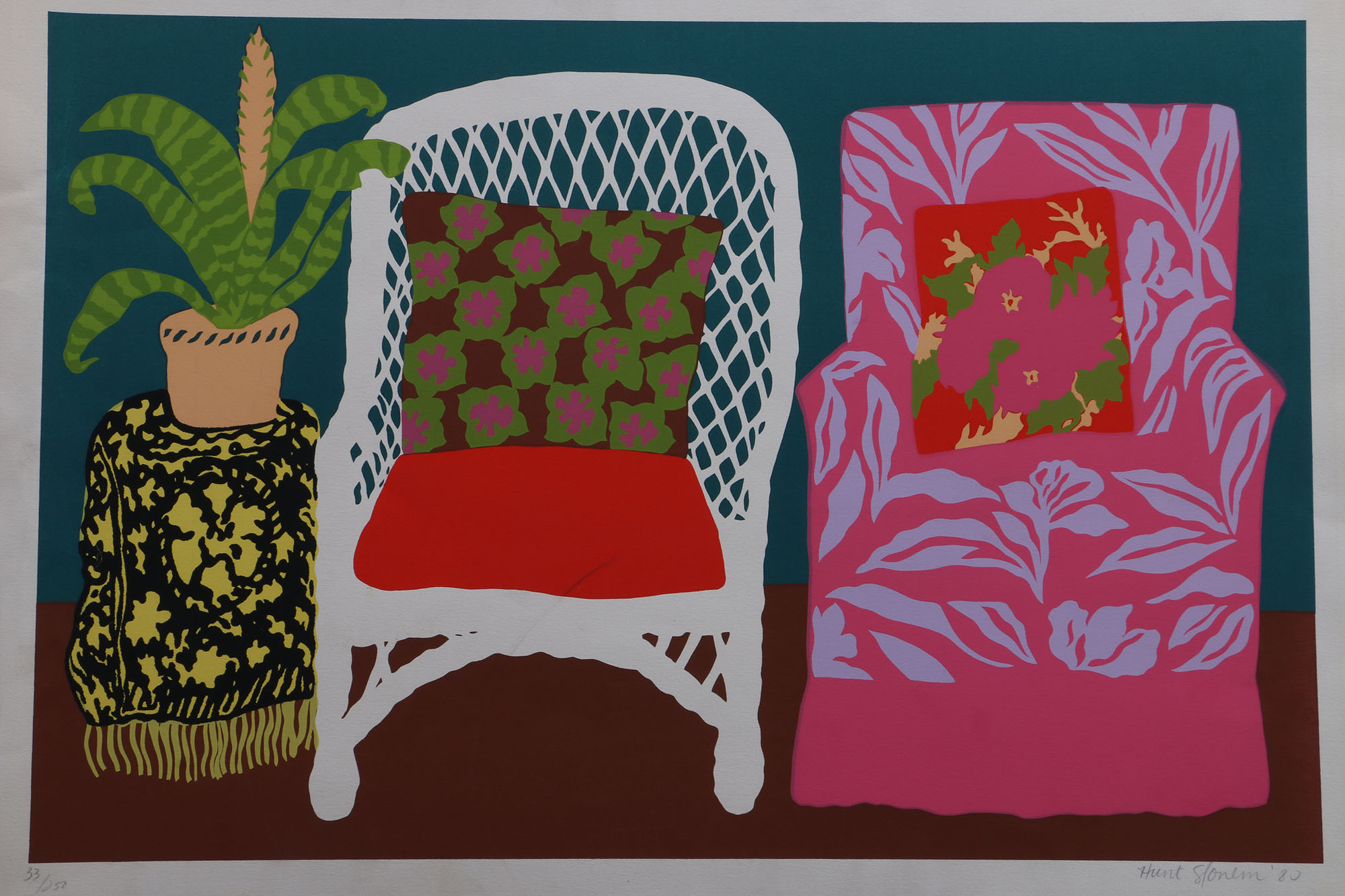 Hunt Slonem "Bromilliad" Serigraph