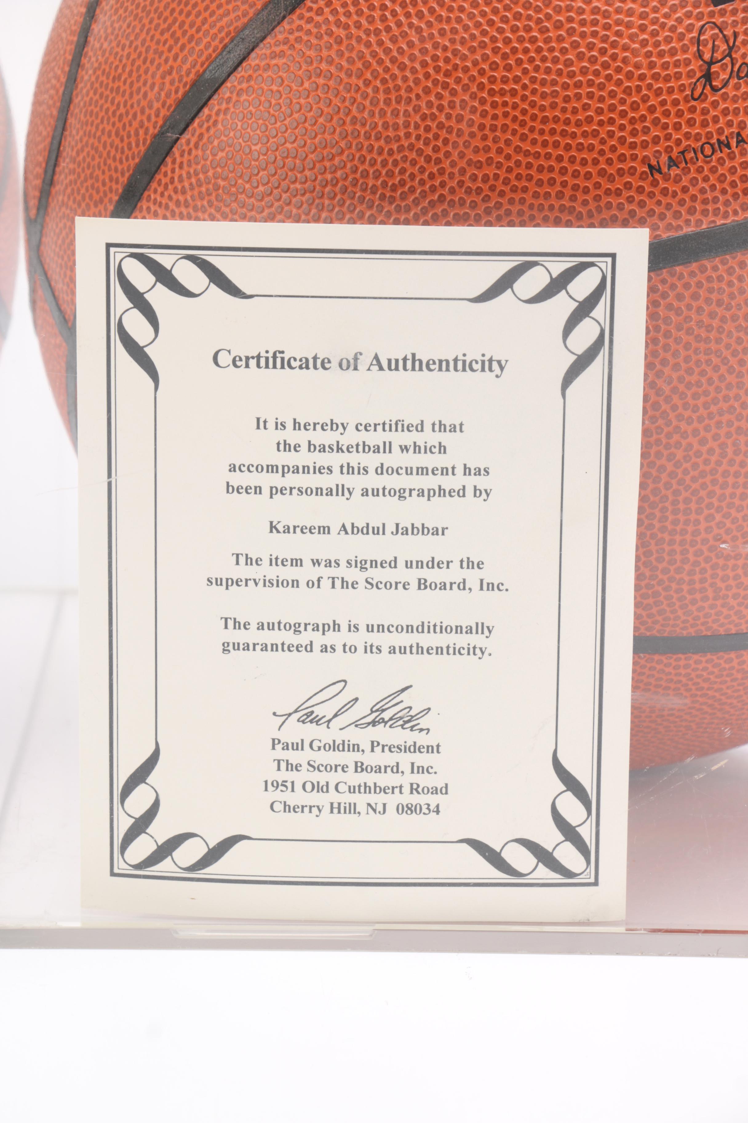 Kareem Abdul-Jabbar Autographed Basketball in Case
