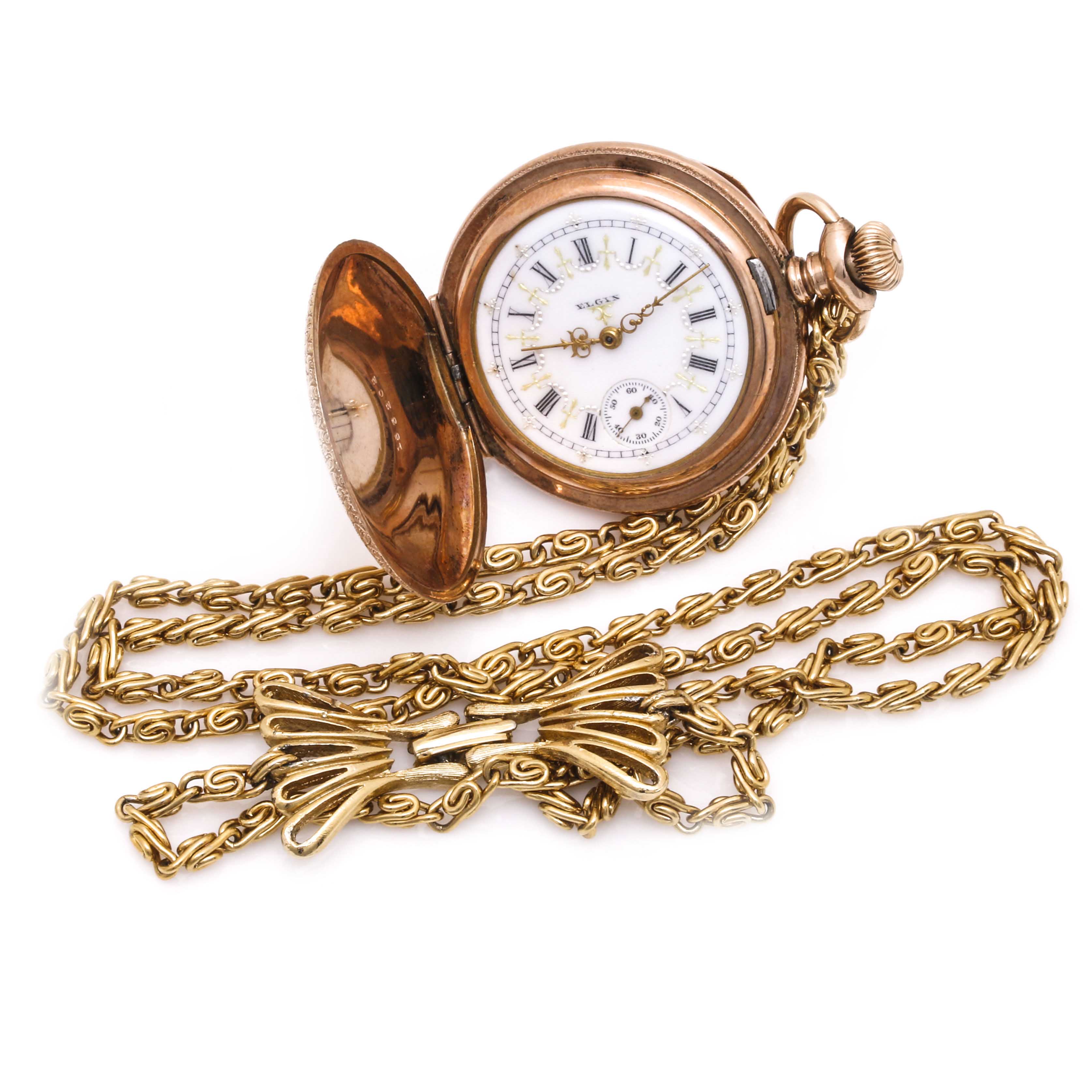 Antique Elgin Gold Filled Personalized Hunter Case Pocket Watch