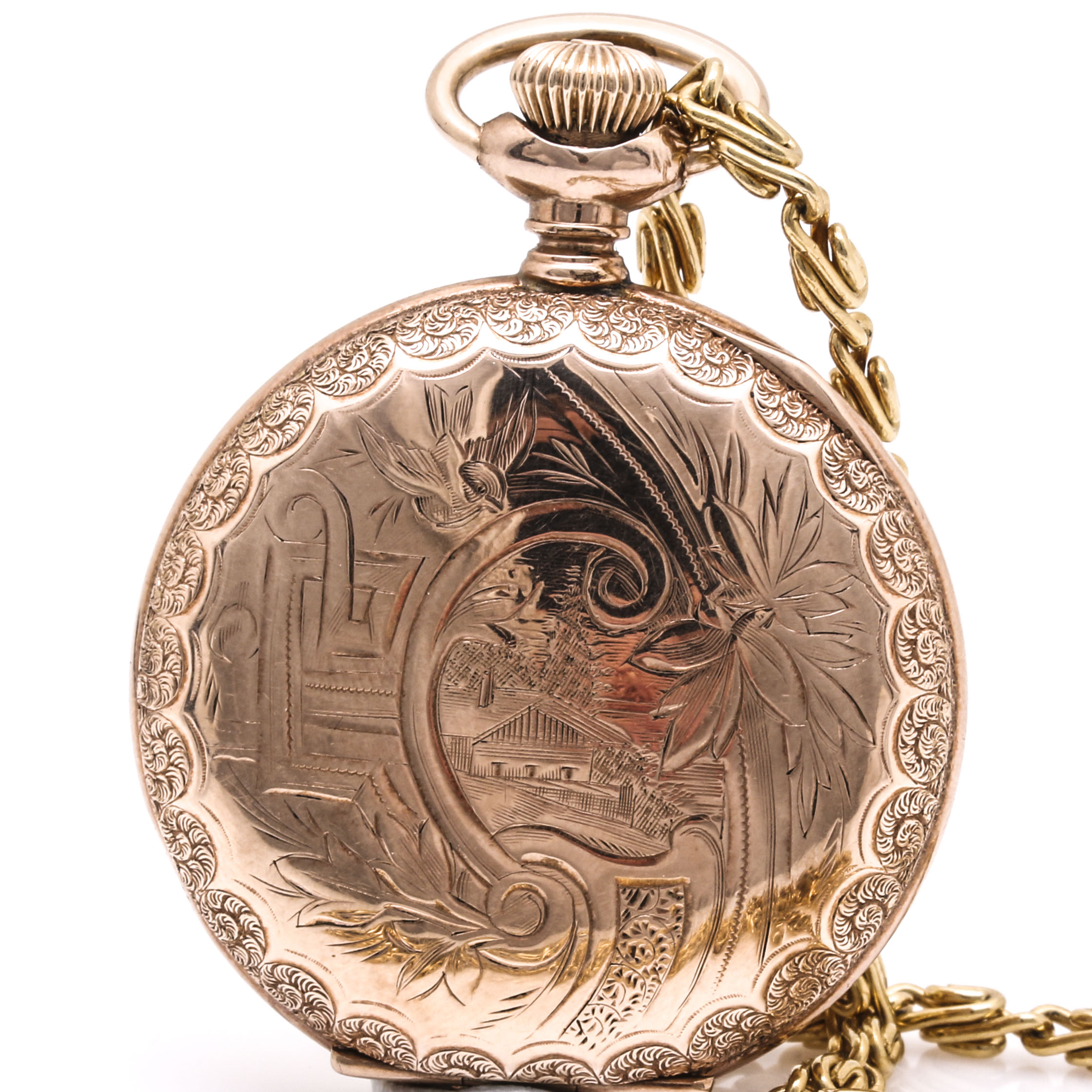 Antique Elgin Gold Filled Personalized Hunter Case Pocket Watch