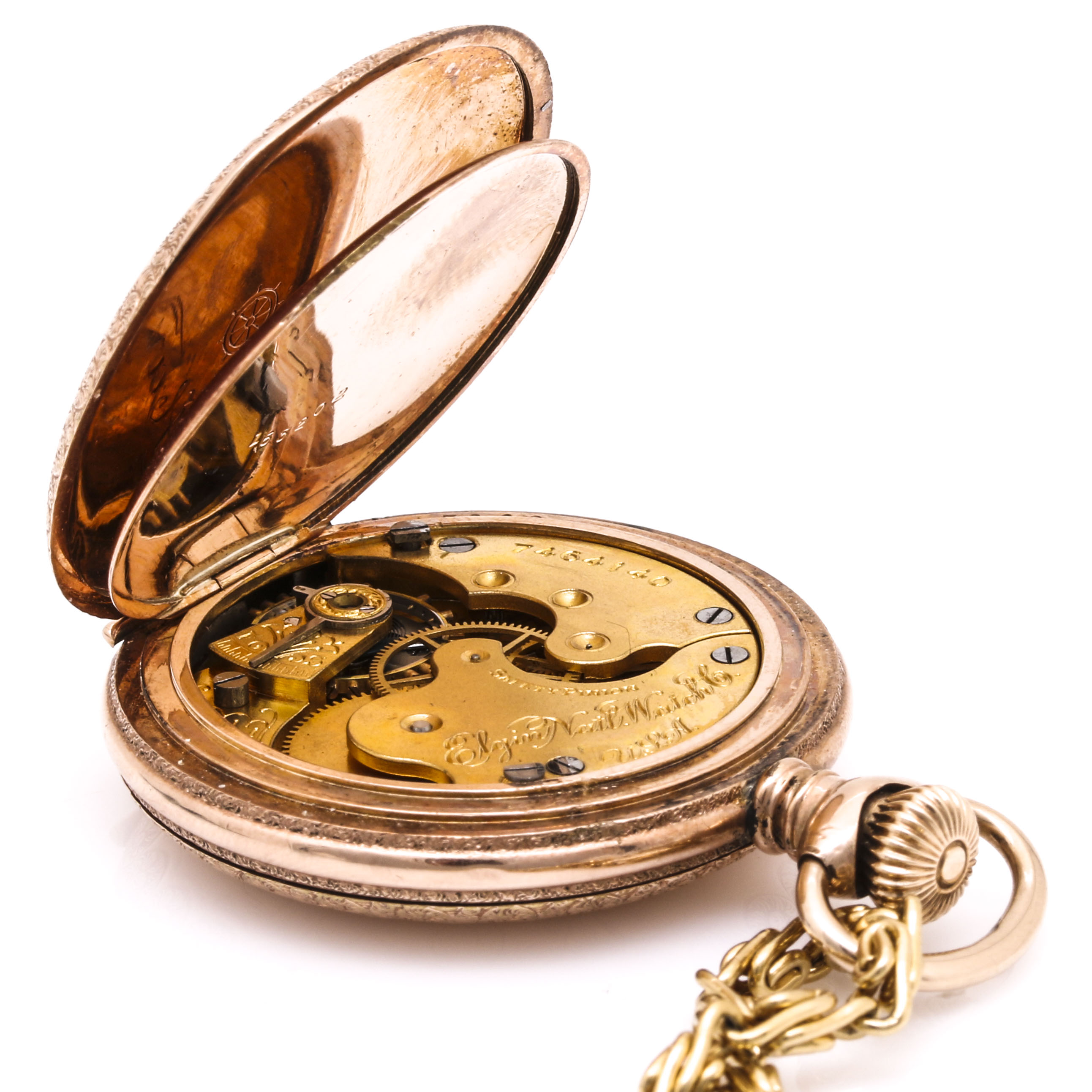 Antique Elgin Gold Filled Personalized Hunter Case Pocket Watch