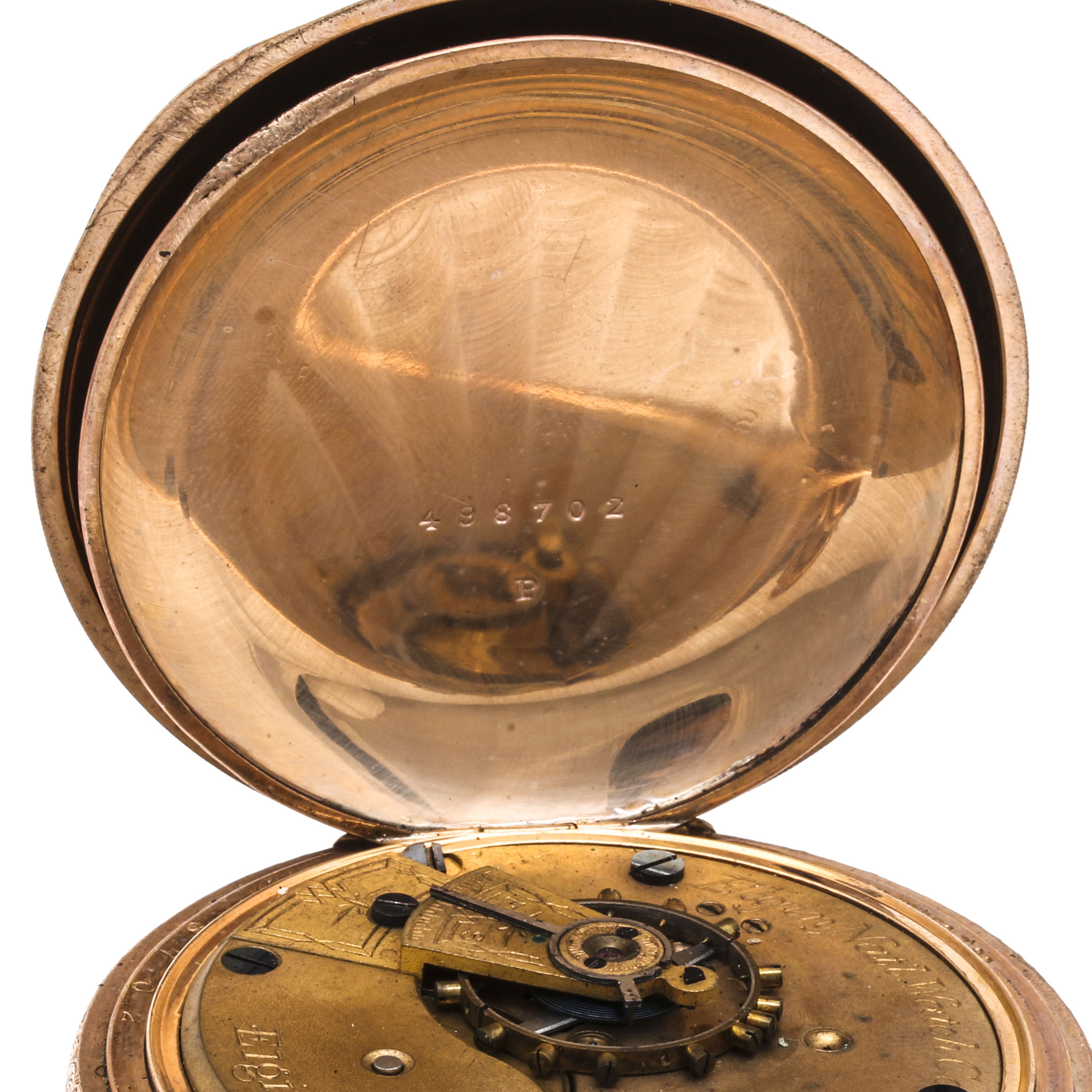 Antique Elgin Yellow Gold Filled Personalized Pocket Watch