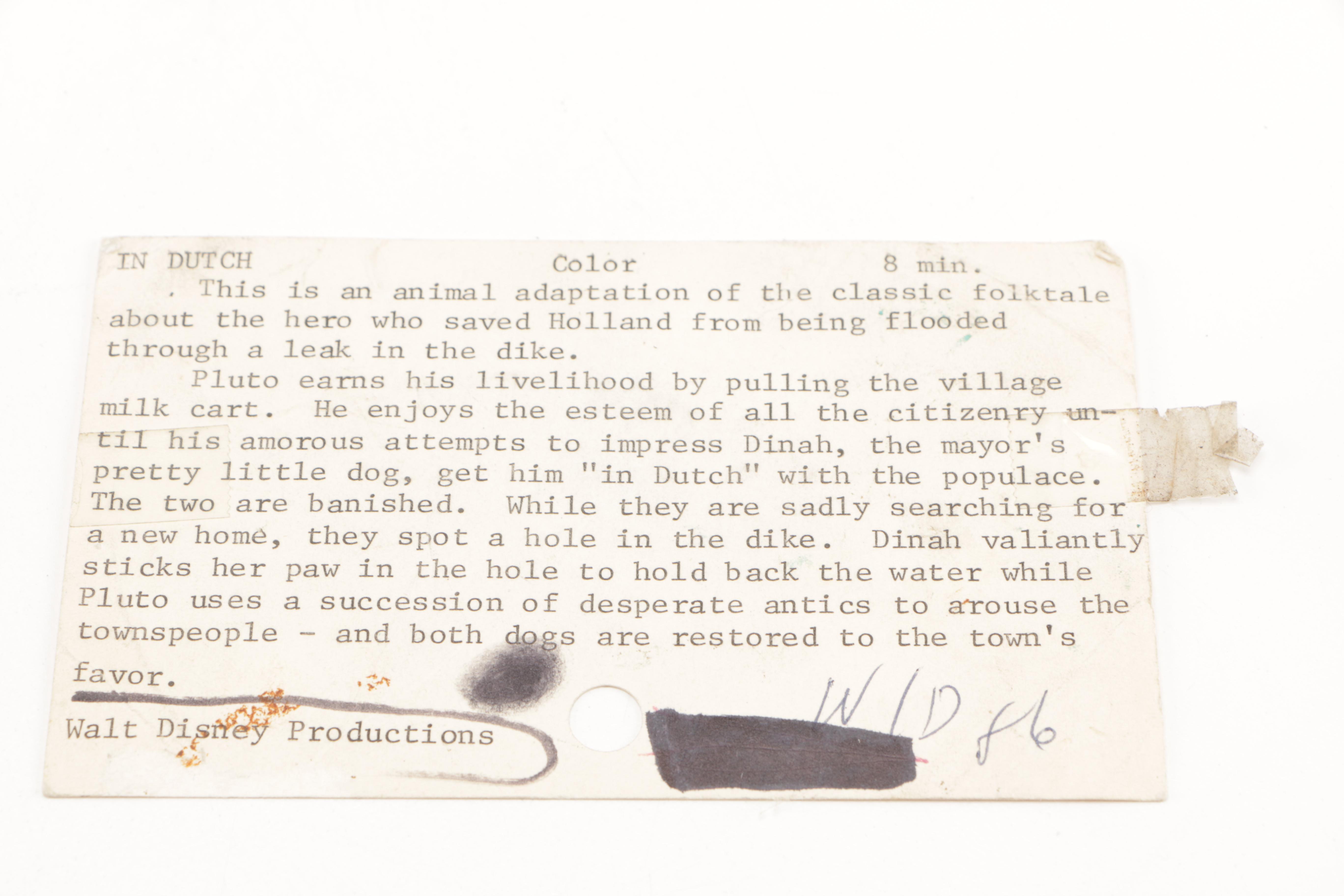 Vintage Walt Disney Productions "In Dutch" Film Reel