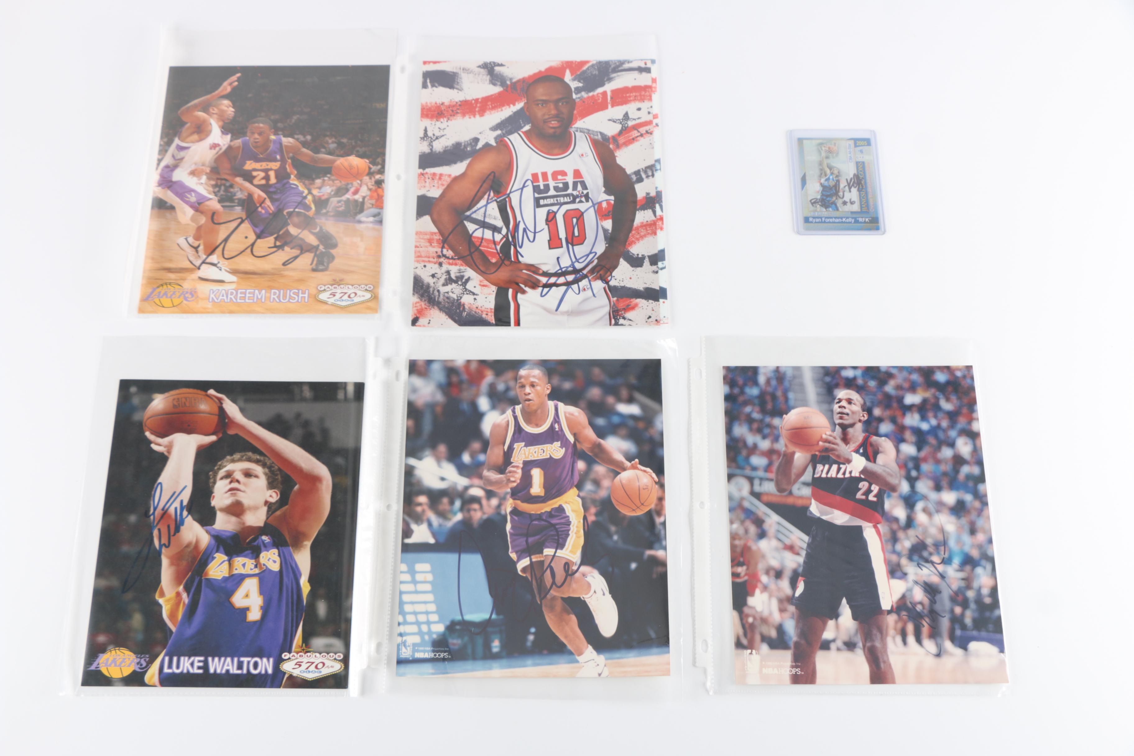 Autographed Basketball Photographs and Basketball Card