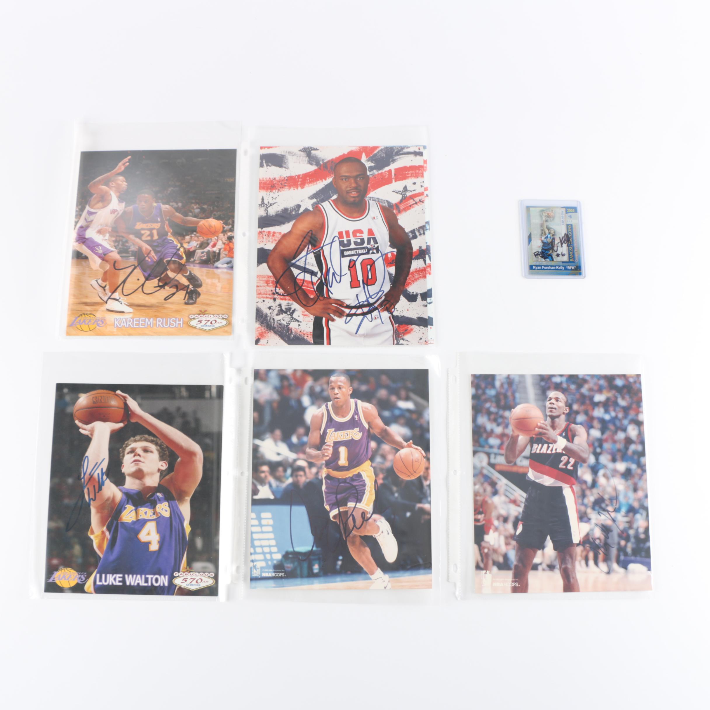 Autographed Basketball Photographs and Basketball Card