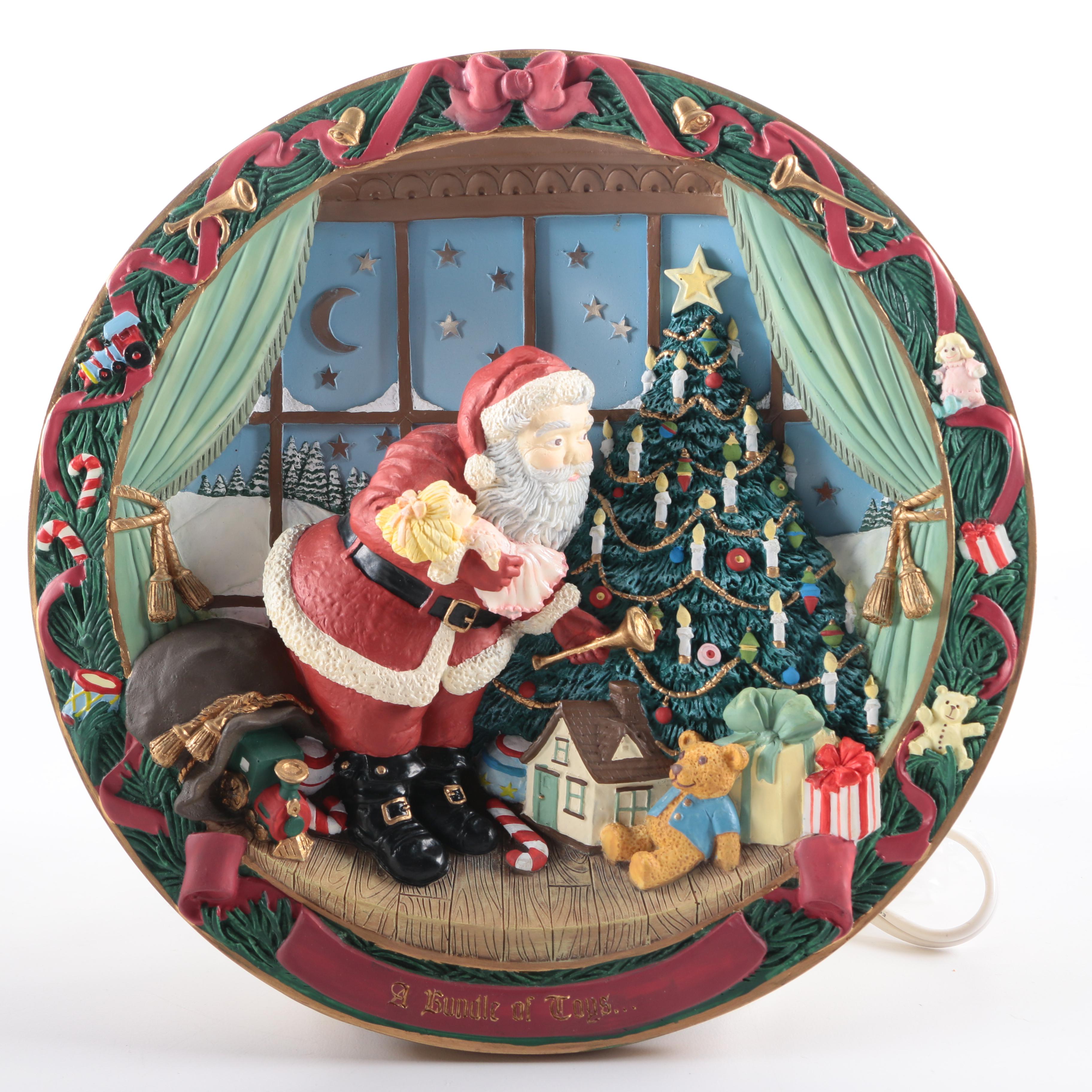 Bradford Exchange "A Visit From St. Nick" Annual Light-Up Christmas Plate