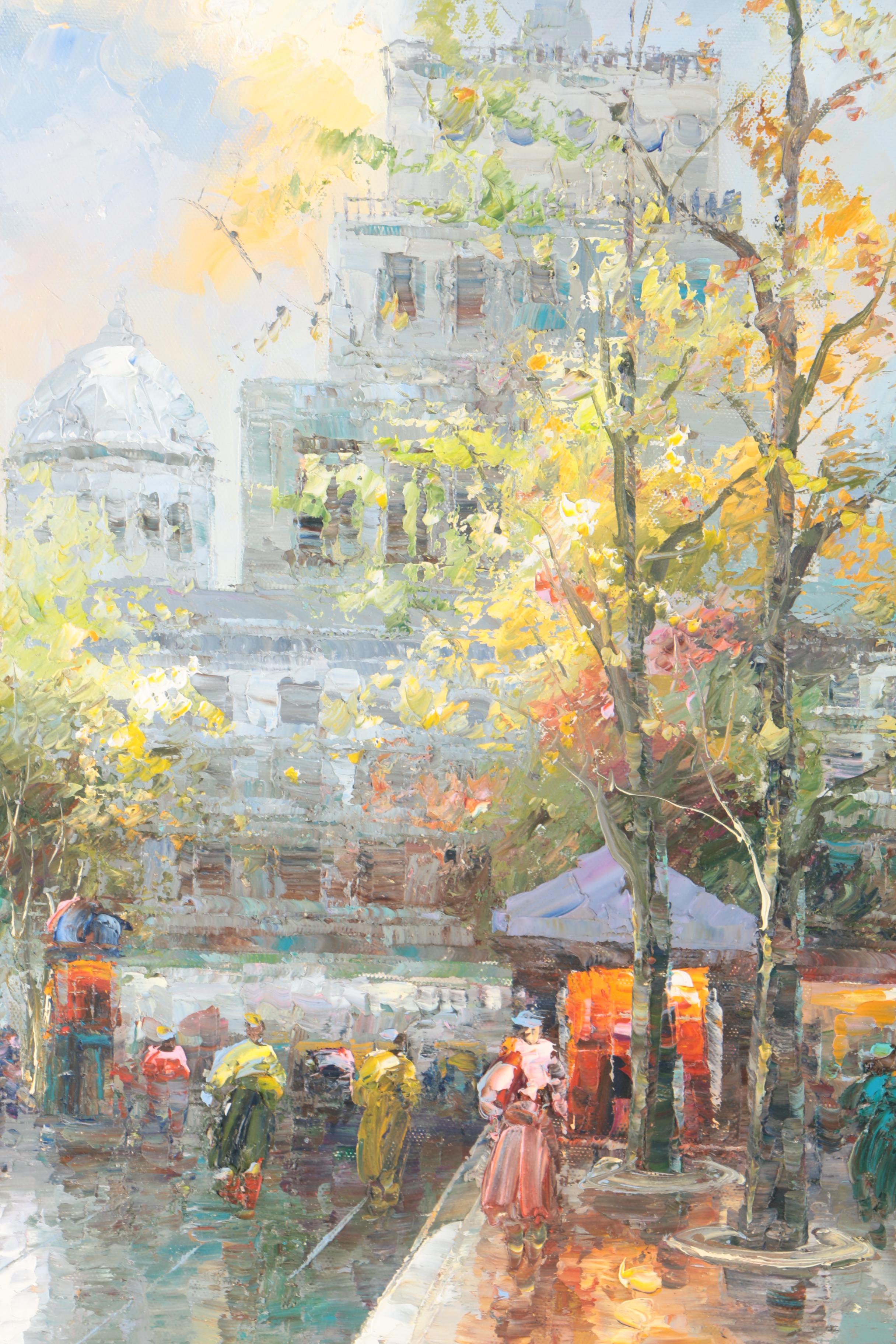 C. Nash Oil Painting on Canvas of City Scene
