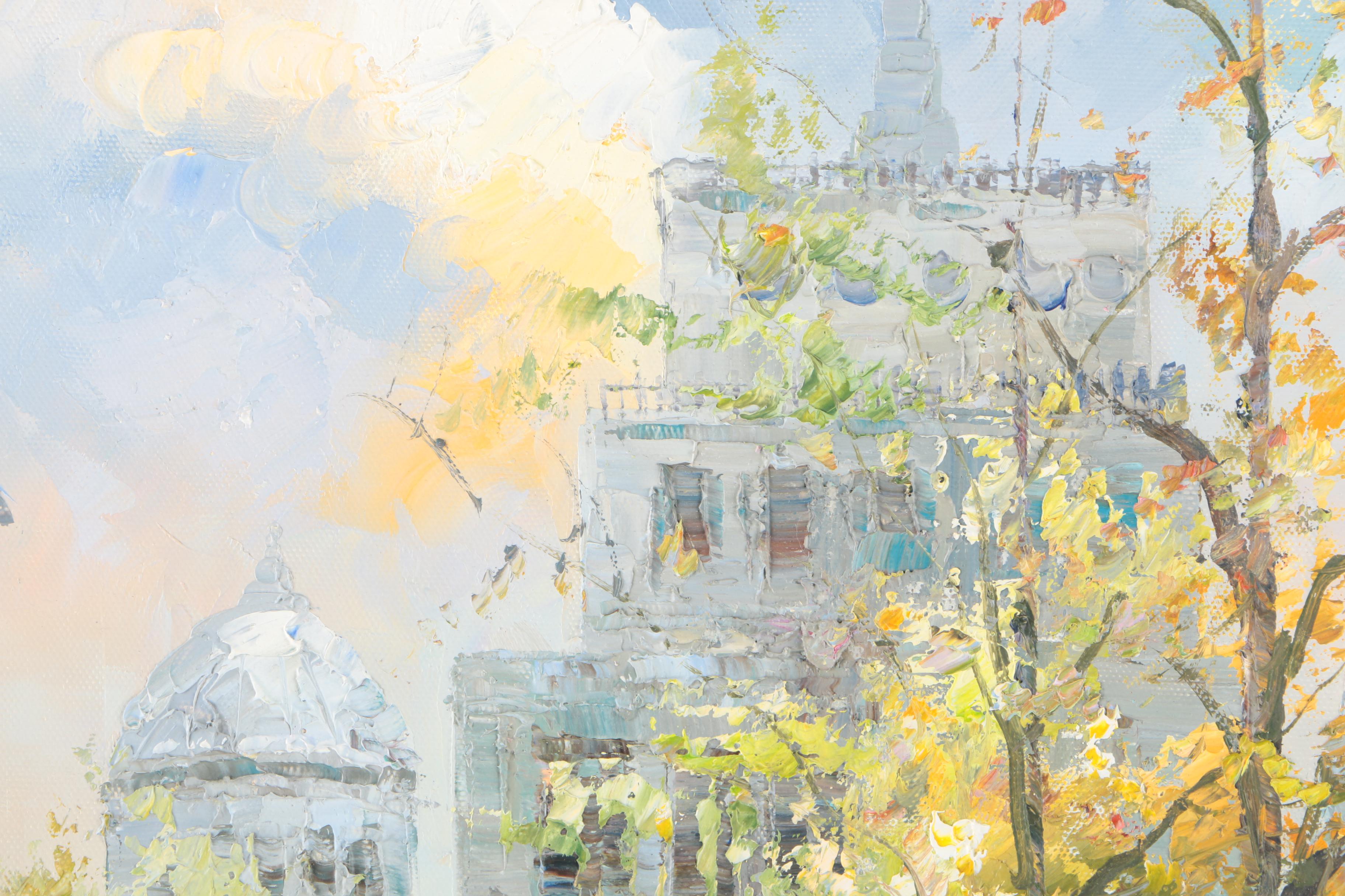 C. Nash Oil Painting on Canvas of City Scene