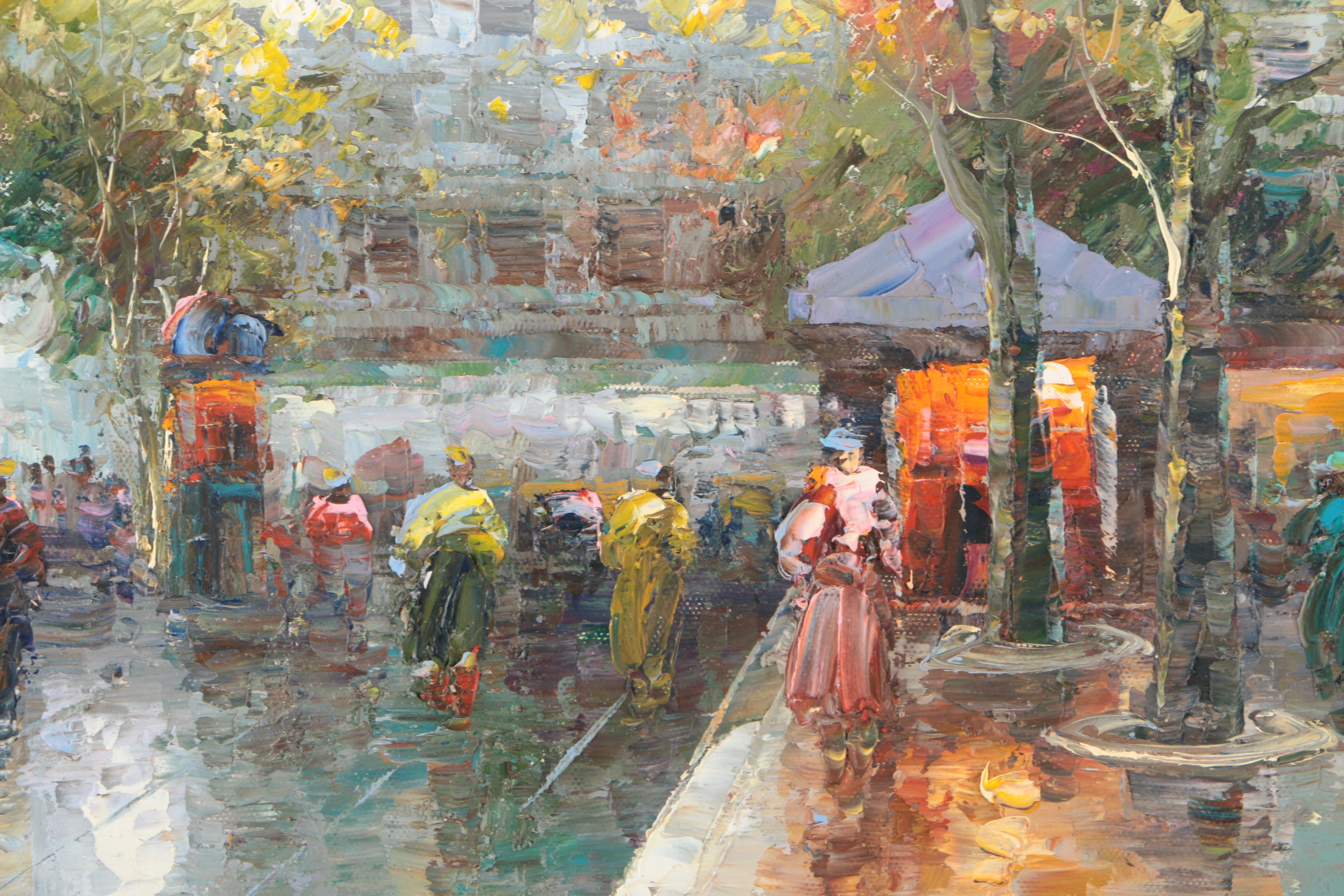C. Nash Oil Painting on Canvas of City Scene