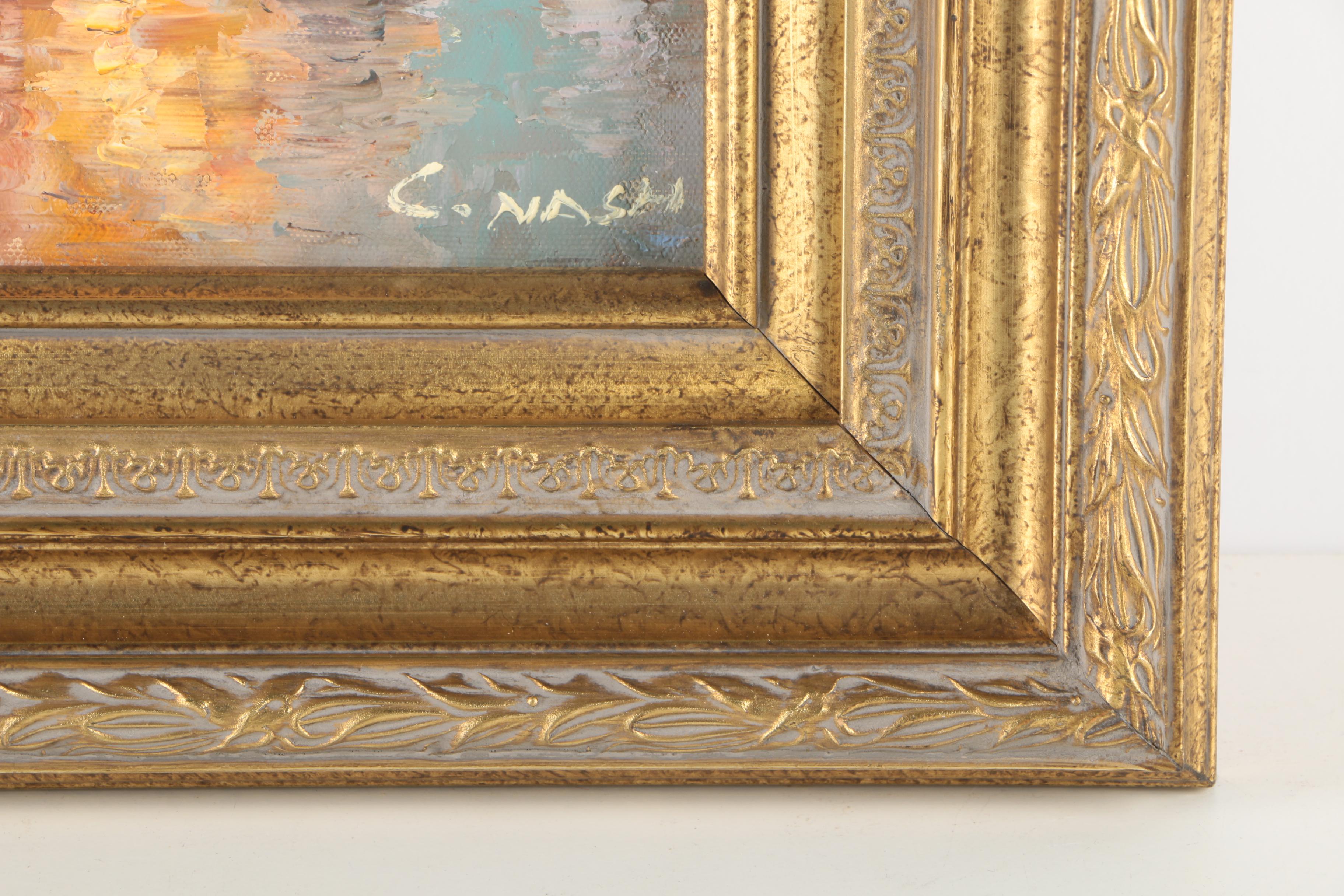 C. Nash Oil Painting on Canvas of City Scene