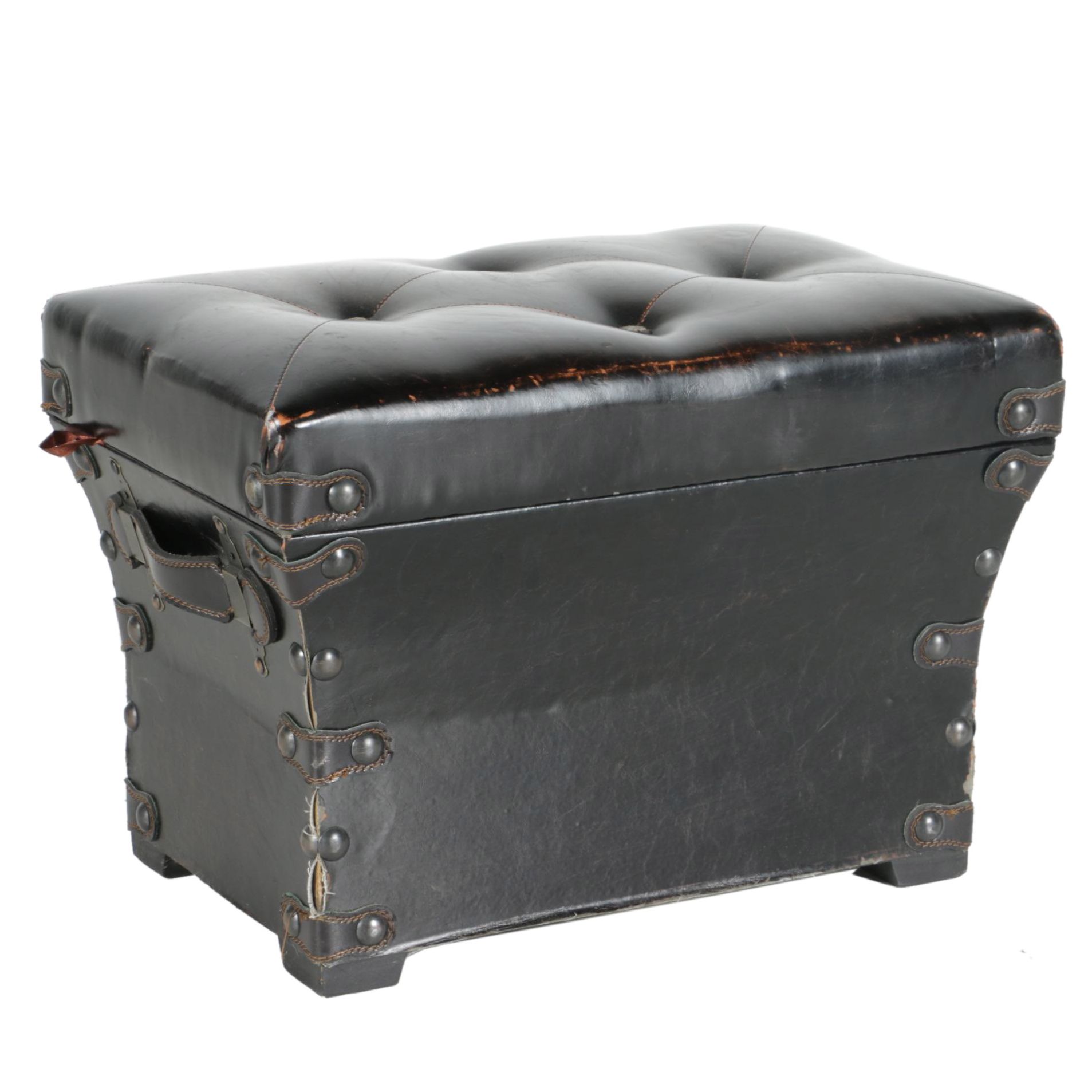 Leatherette Footstool Chest