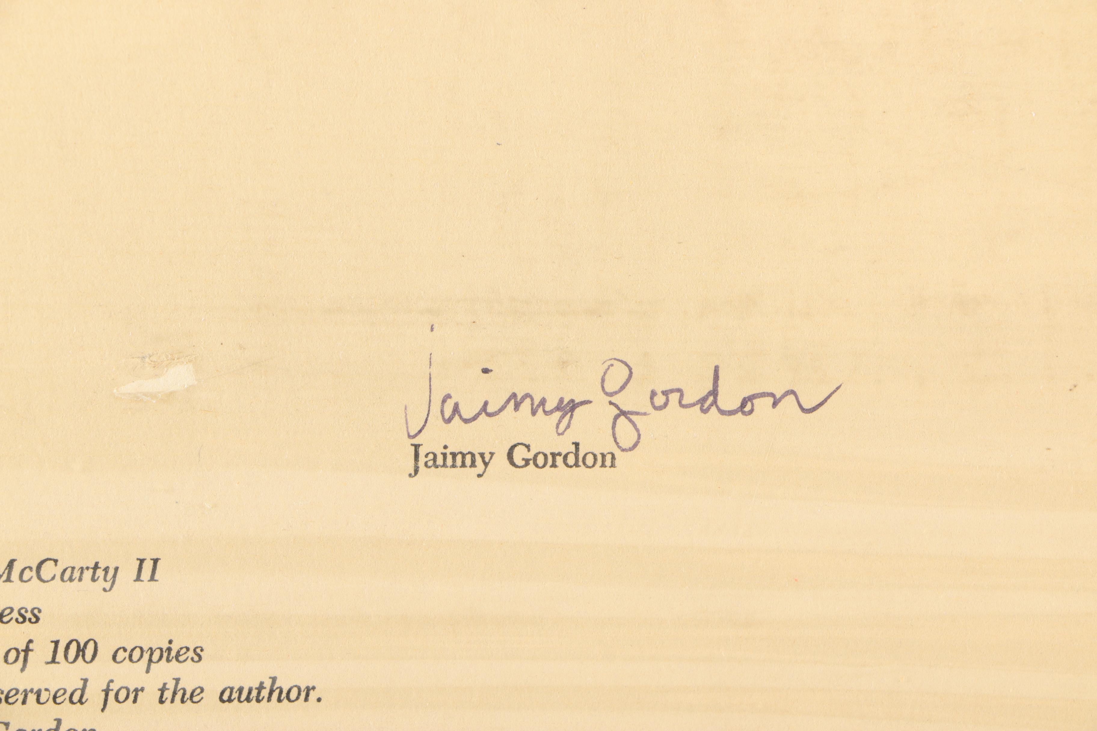 Signed Poem By Jaimy Gordon "A Street Lab By The Detecta"