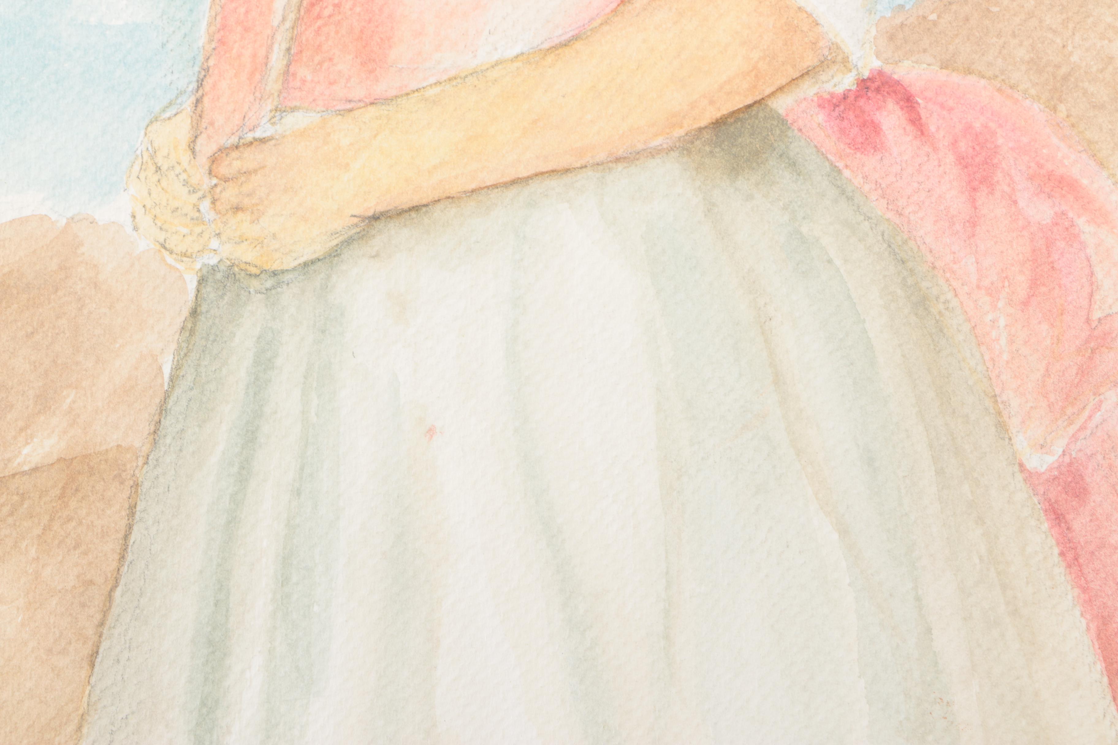 Watercolor Portrait of Young Girl From the Estate of Margot Ilaszczat