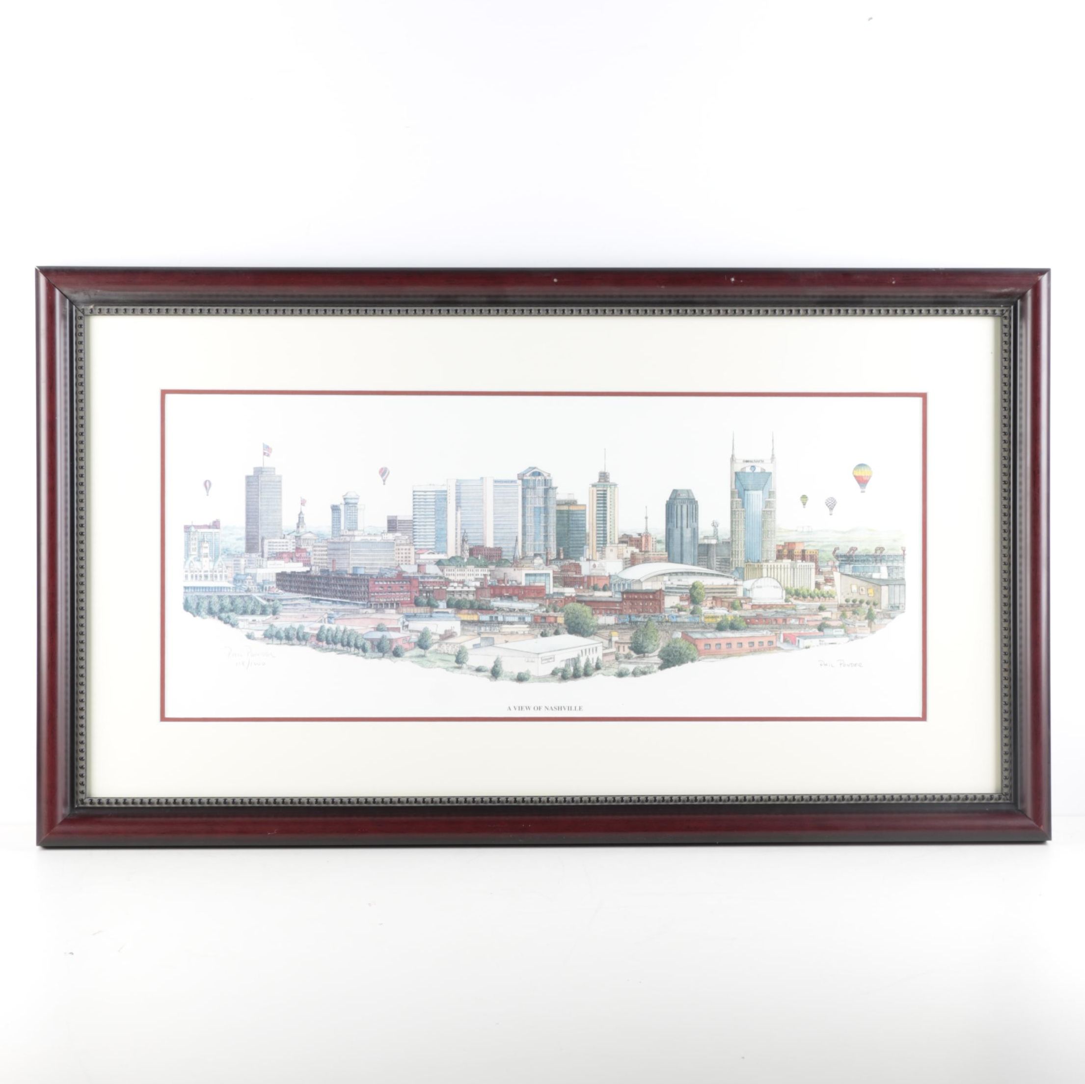 Phil Ponder Limited Edition Offset Lithograph on Paper "A View of Nashville"