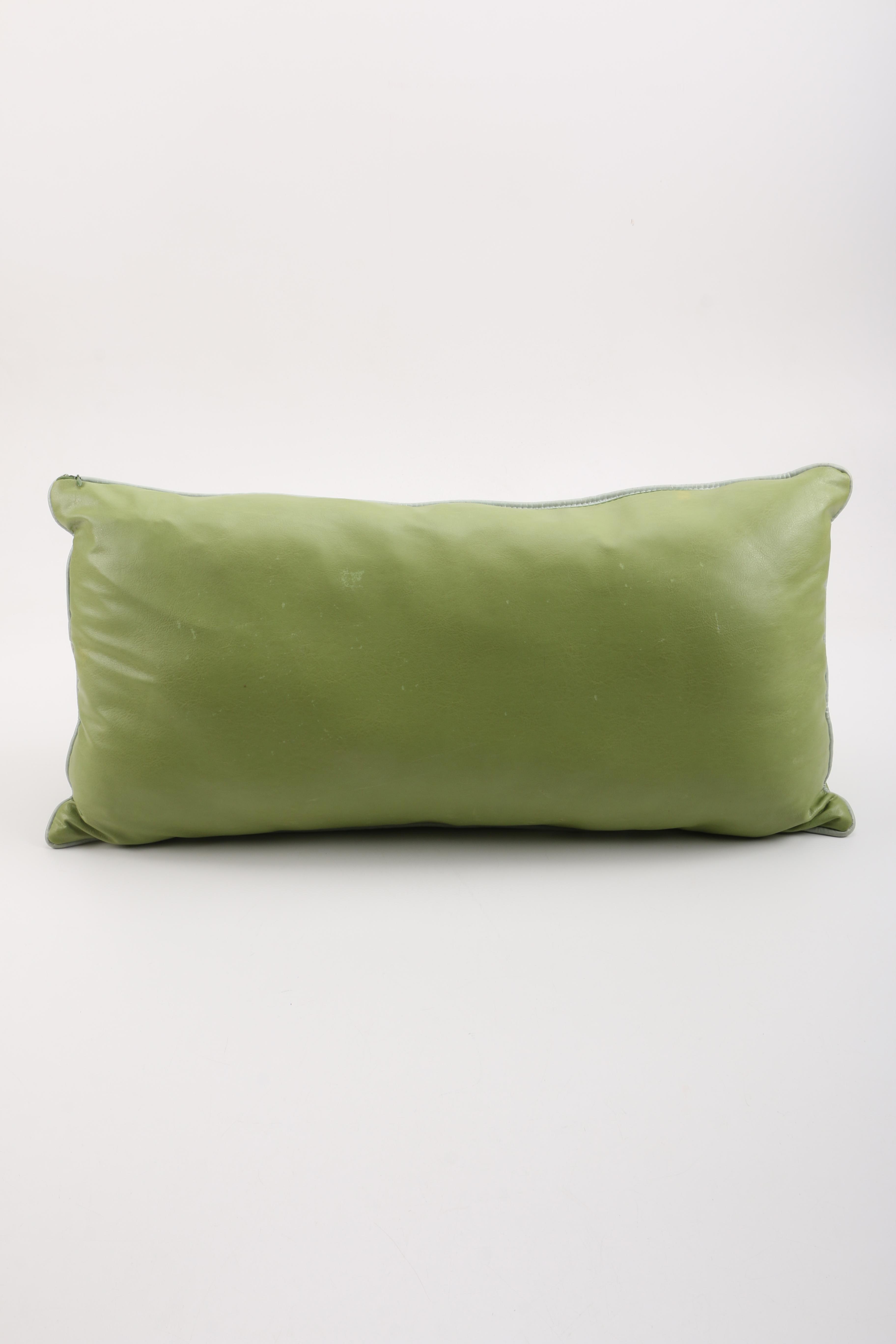 Green Faux Leather Pillow