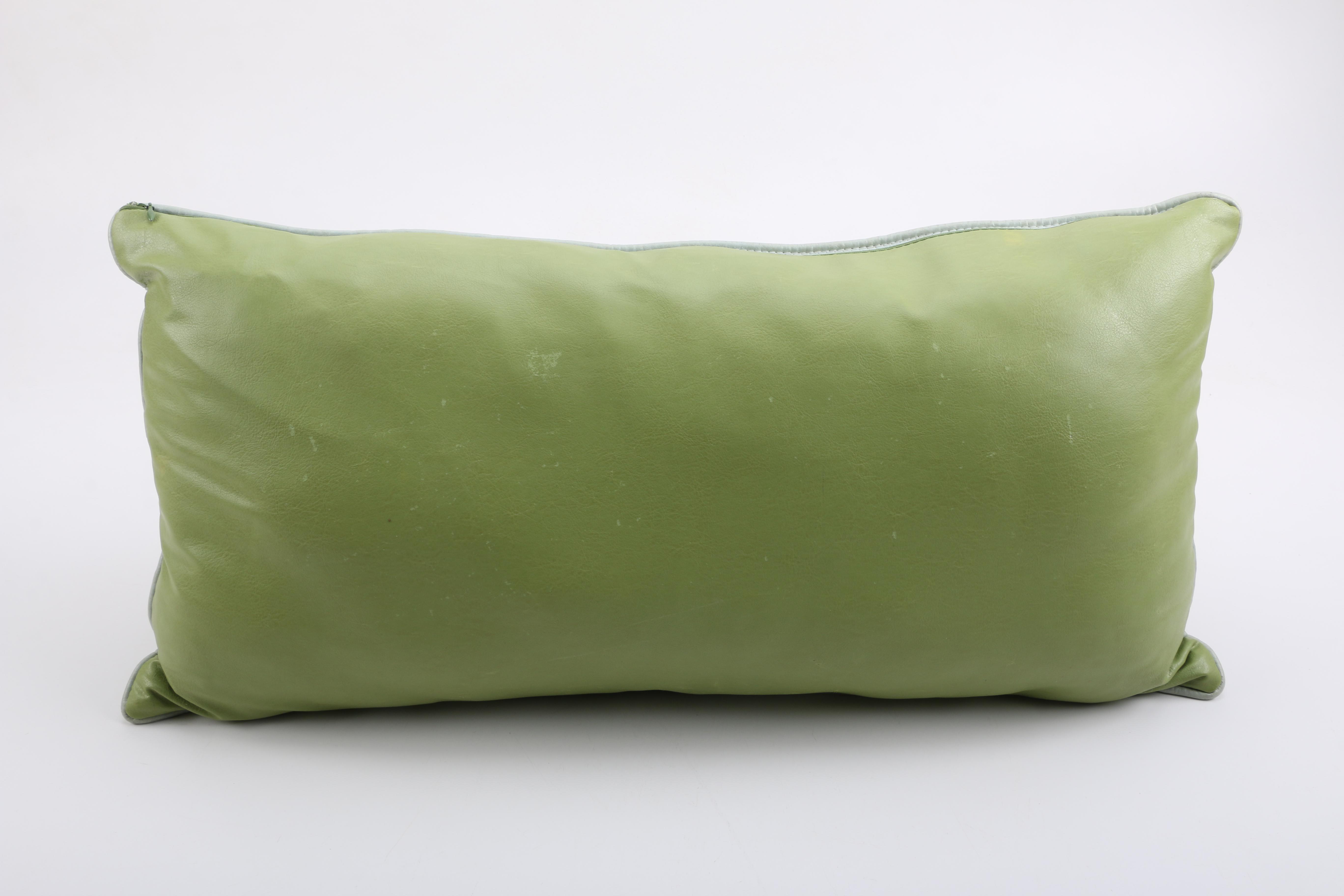 Green Faux Leather Pillow