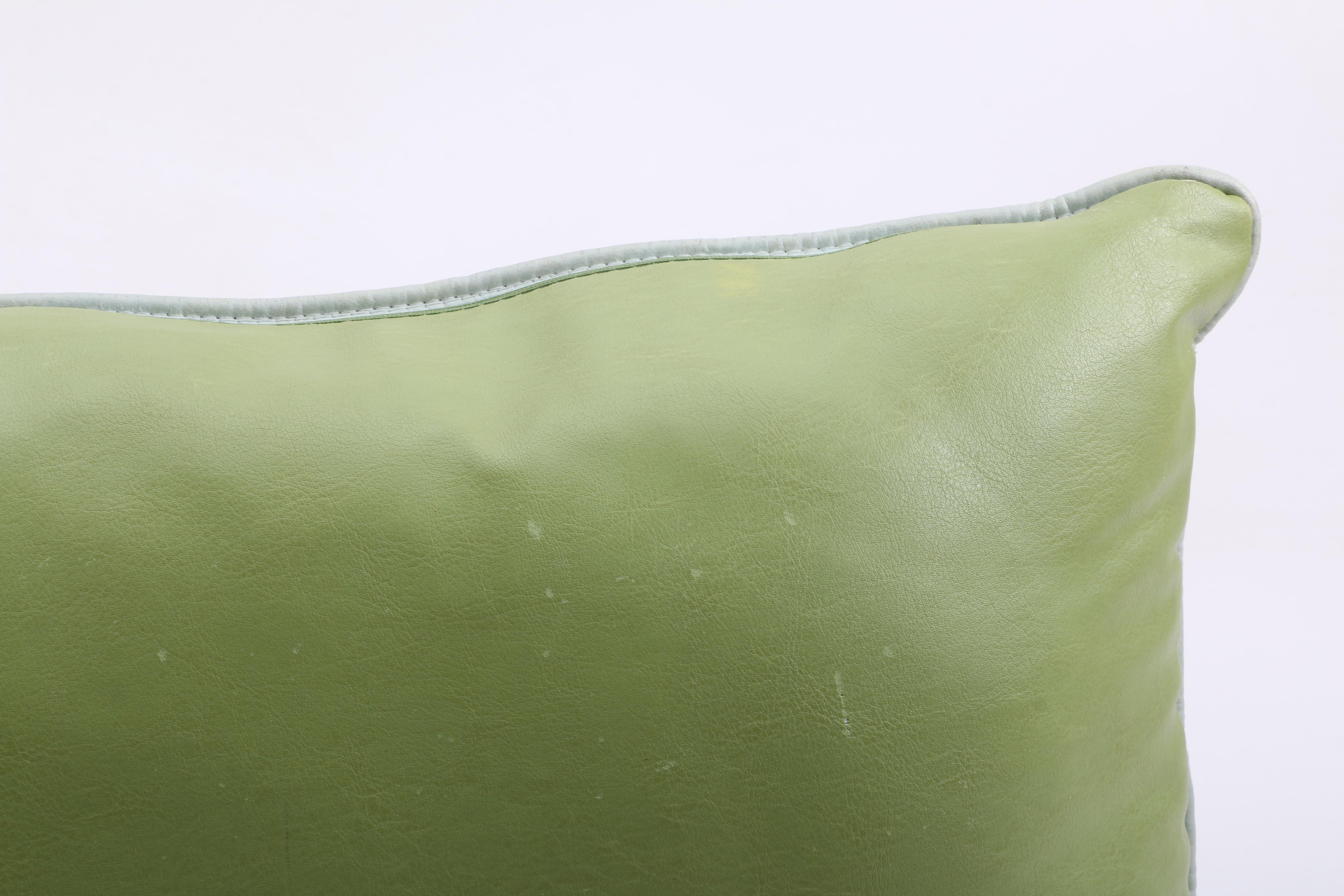 Green Faux Leather Pillow