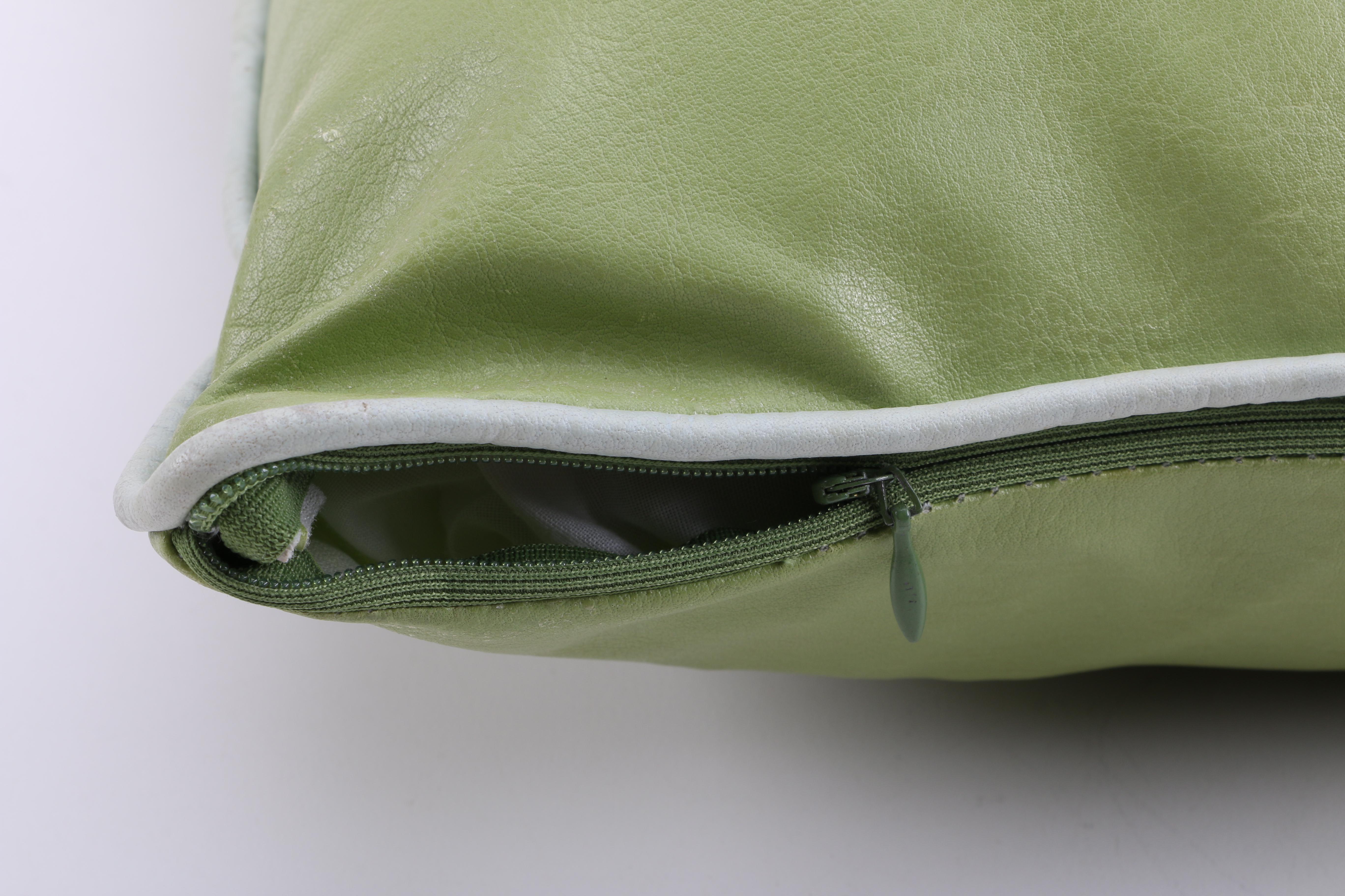 Green Faux Leather Pillow