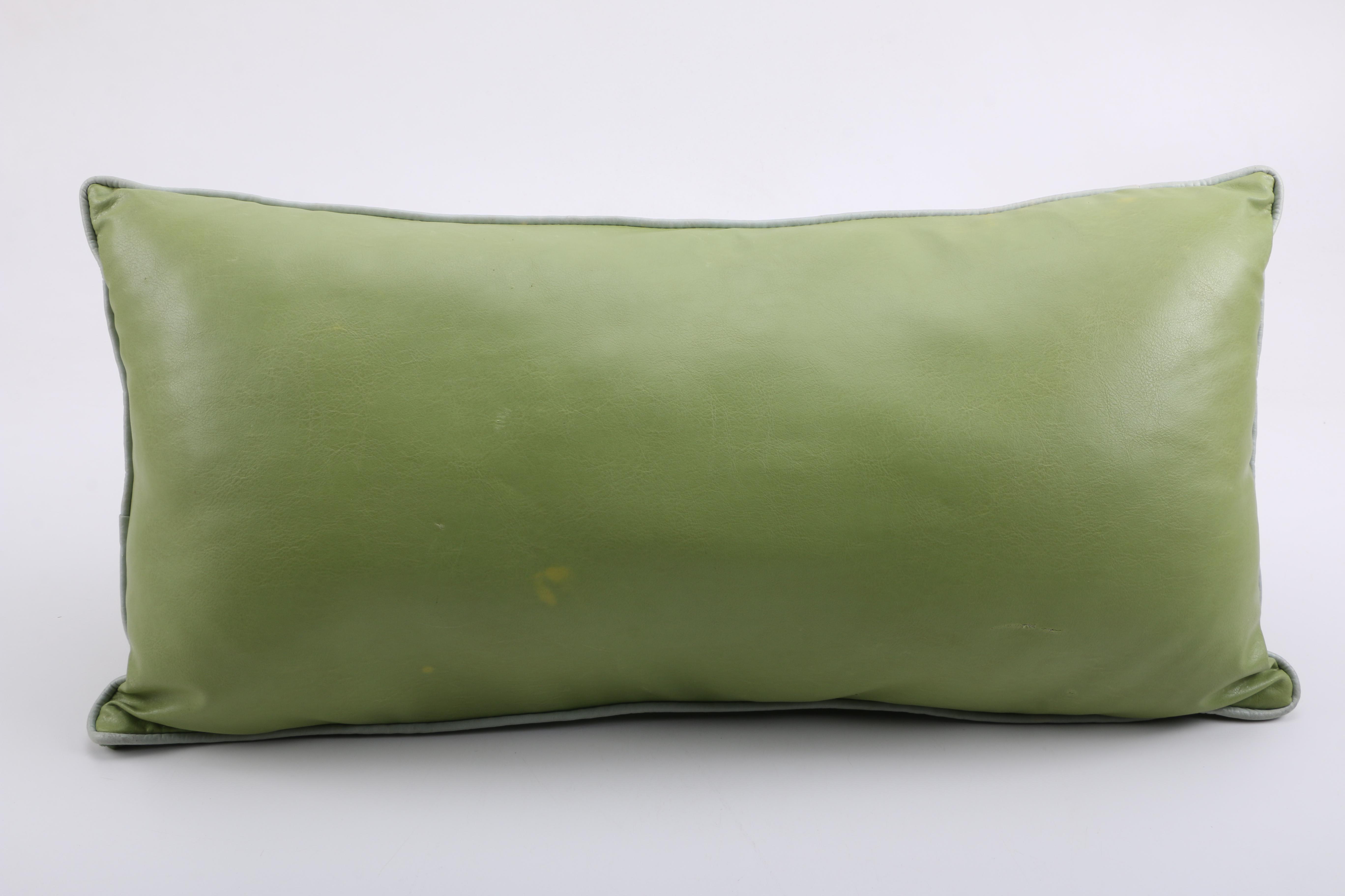 Green Faux Leather Pillow
