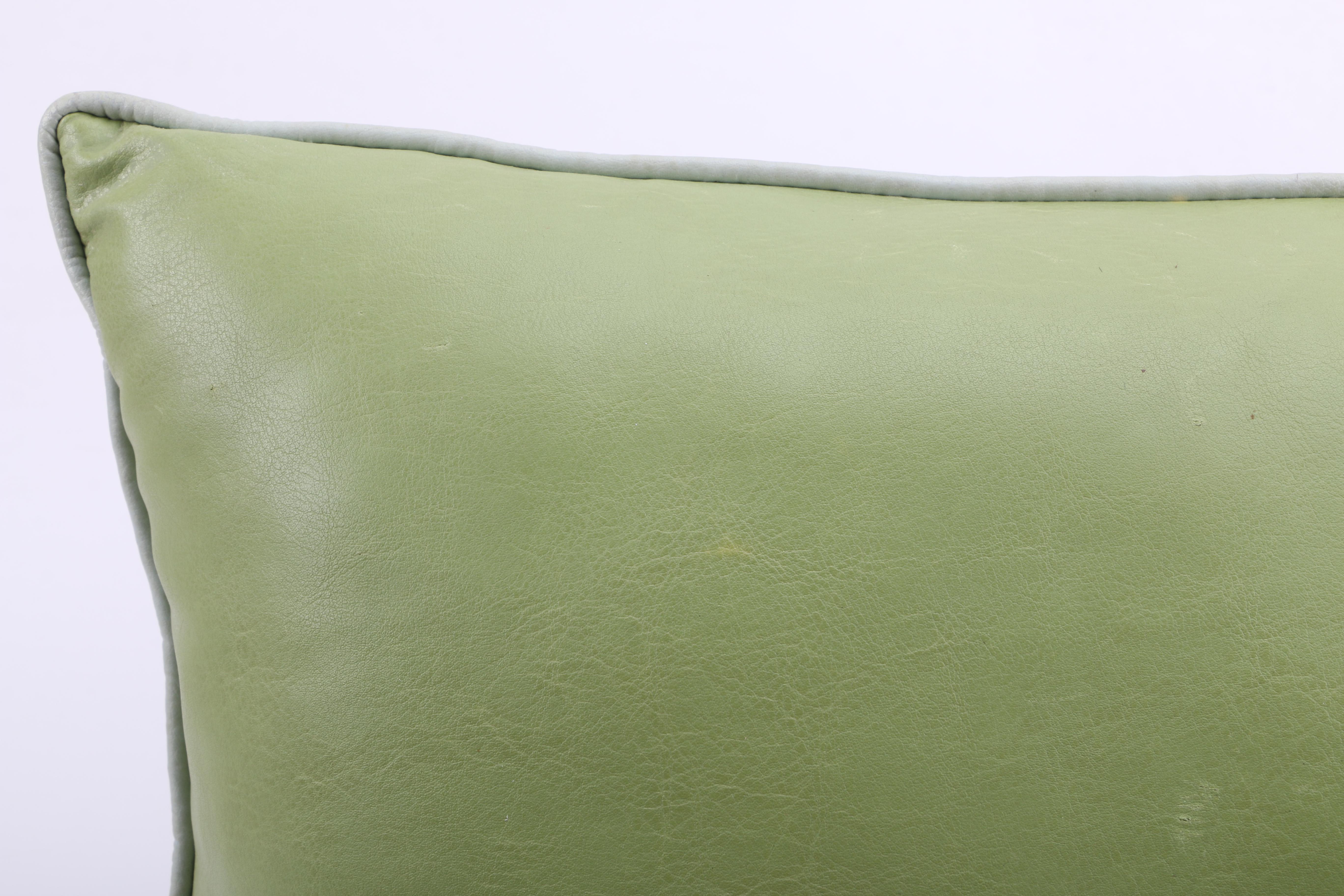 Green Faux Leather Pillow