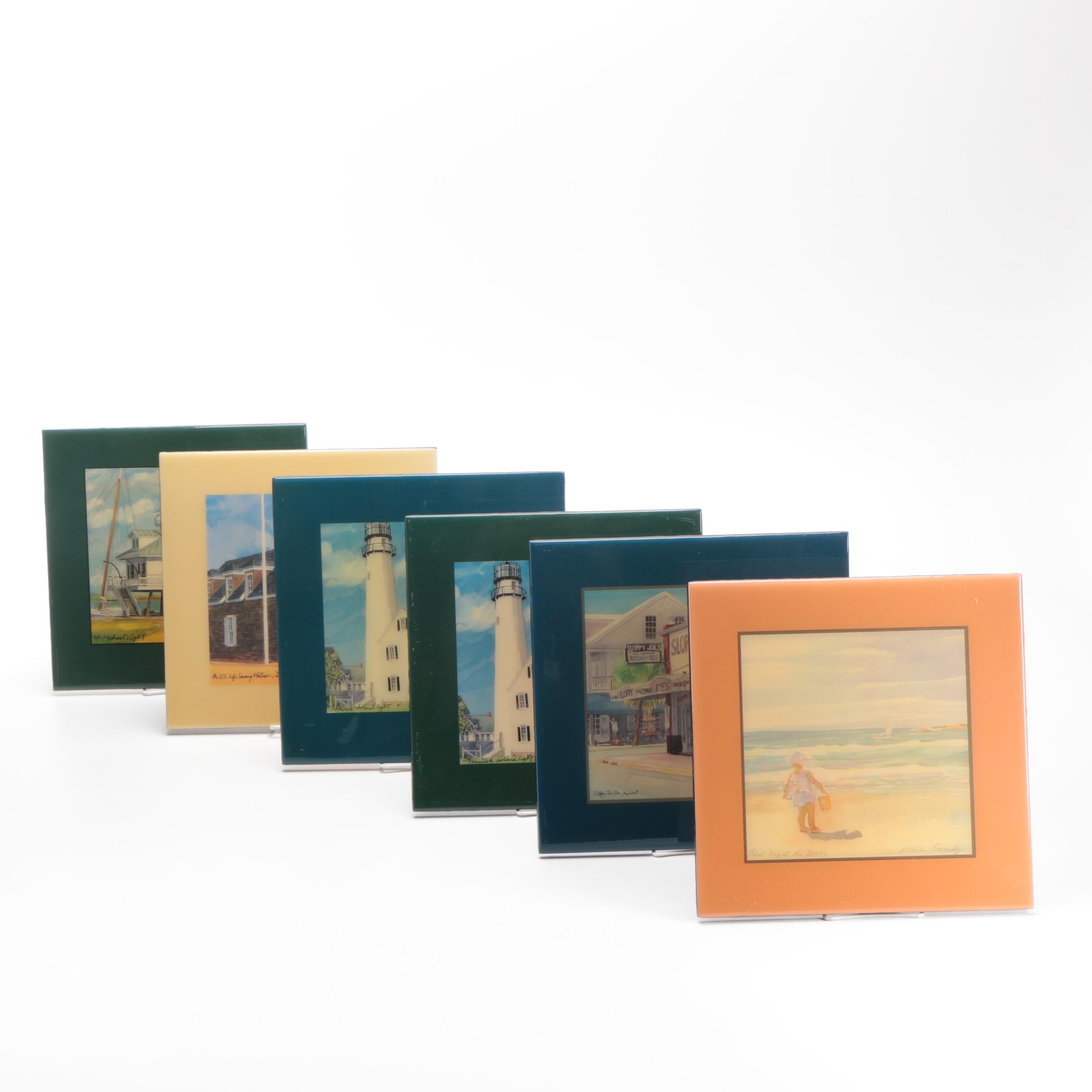 Ceramic Tiles With Offset Lithographs After Robert and Michele Kennedy