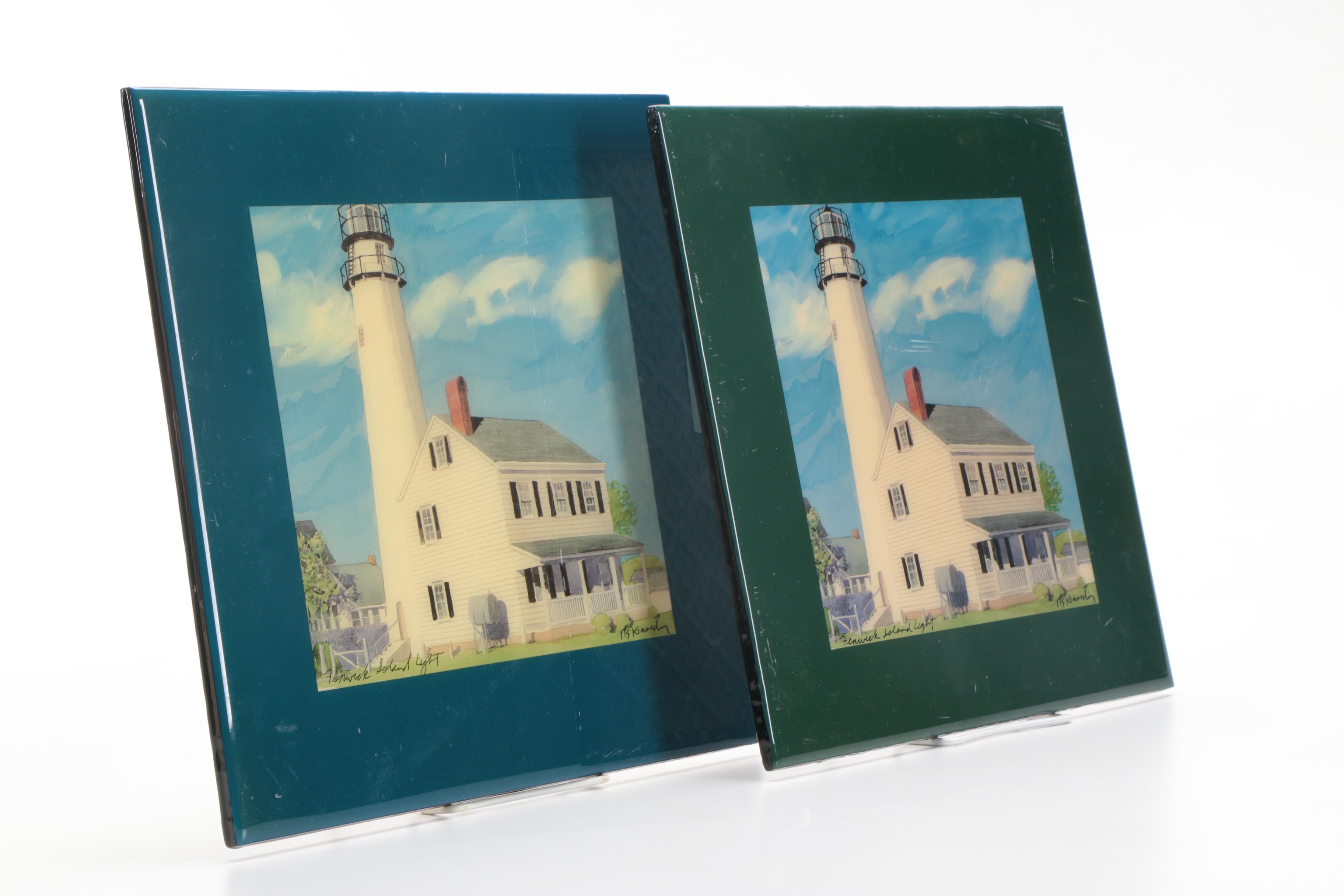 Ceramic Tiles With Offset Lithographs After Robert and Michele Kennedy