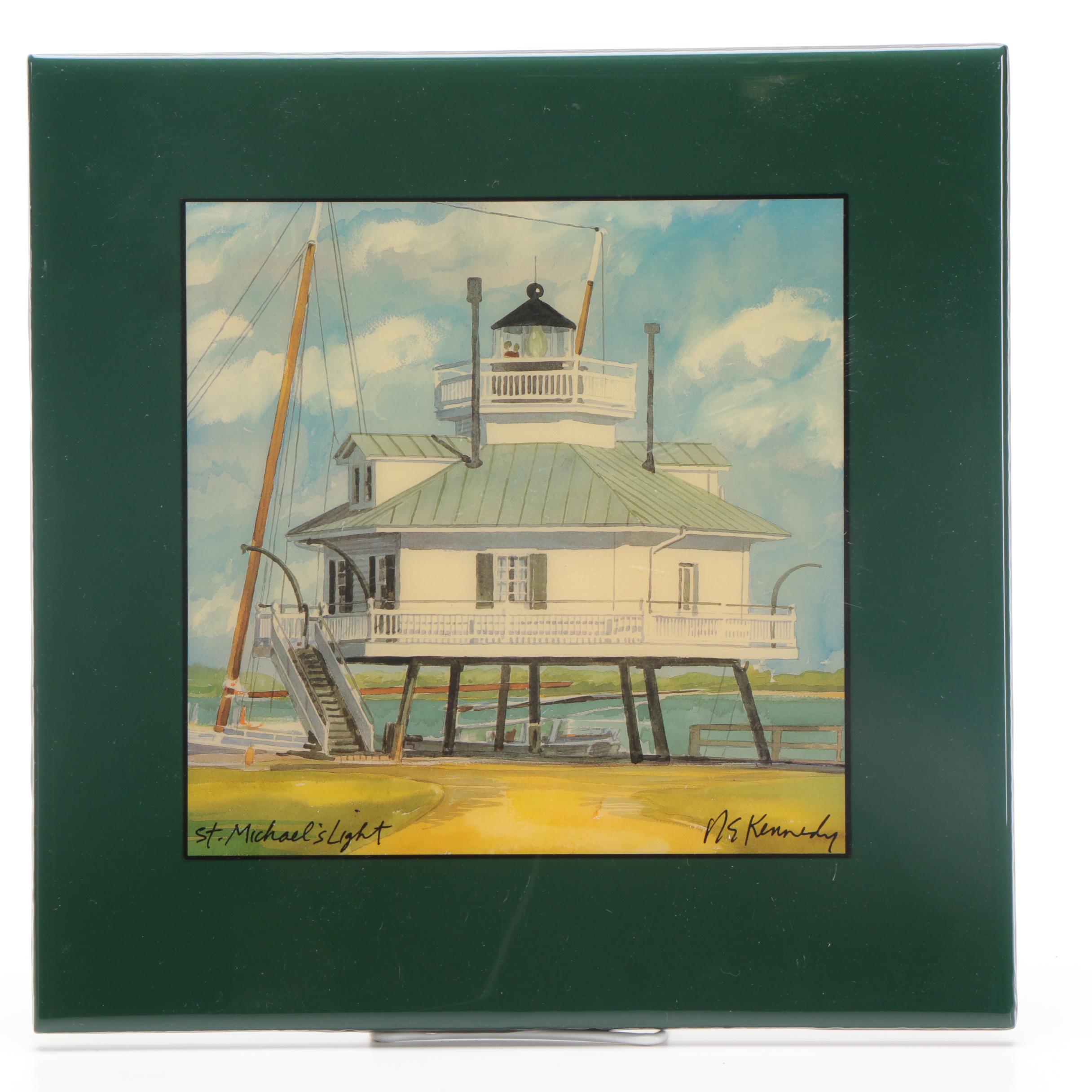 Ceramic Tiles With Offset Lithographs After Robert and Michele Kennedy