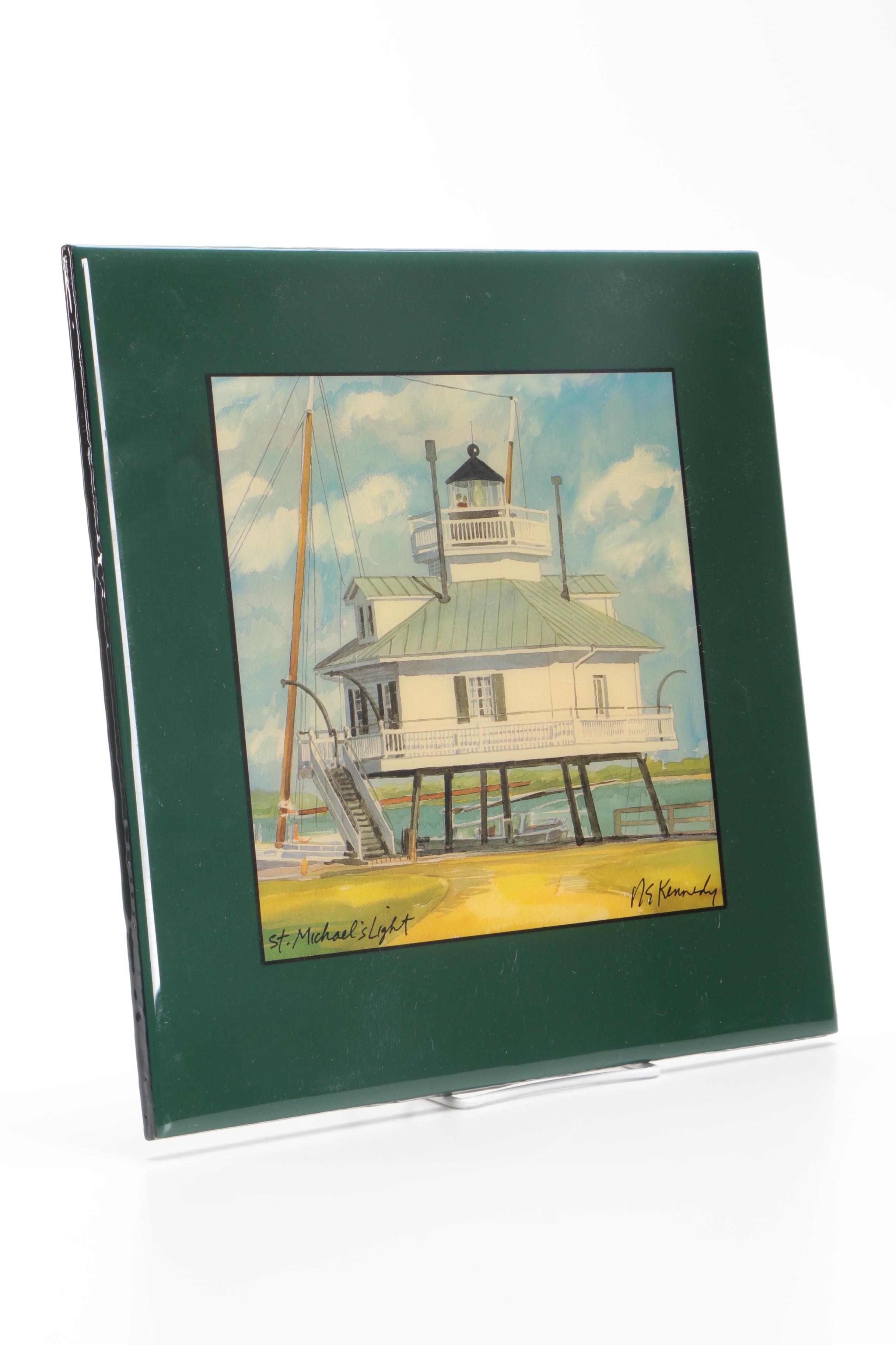 Ceramic Tiles With Offset Lithographs After Robert and Michele Kennedy