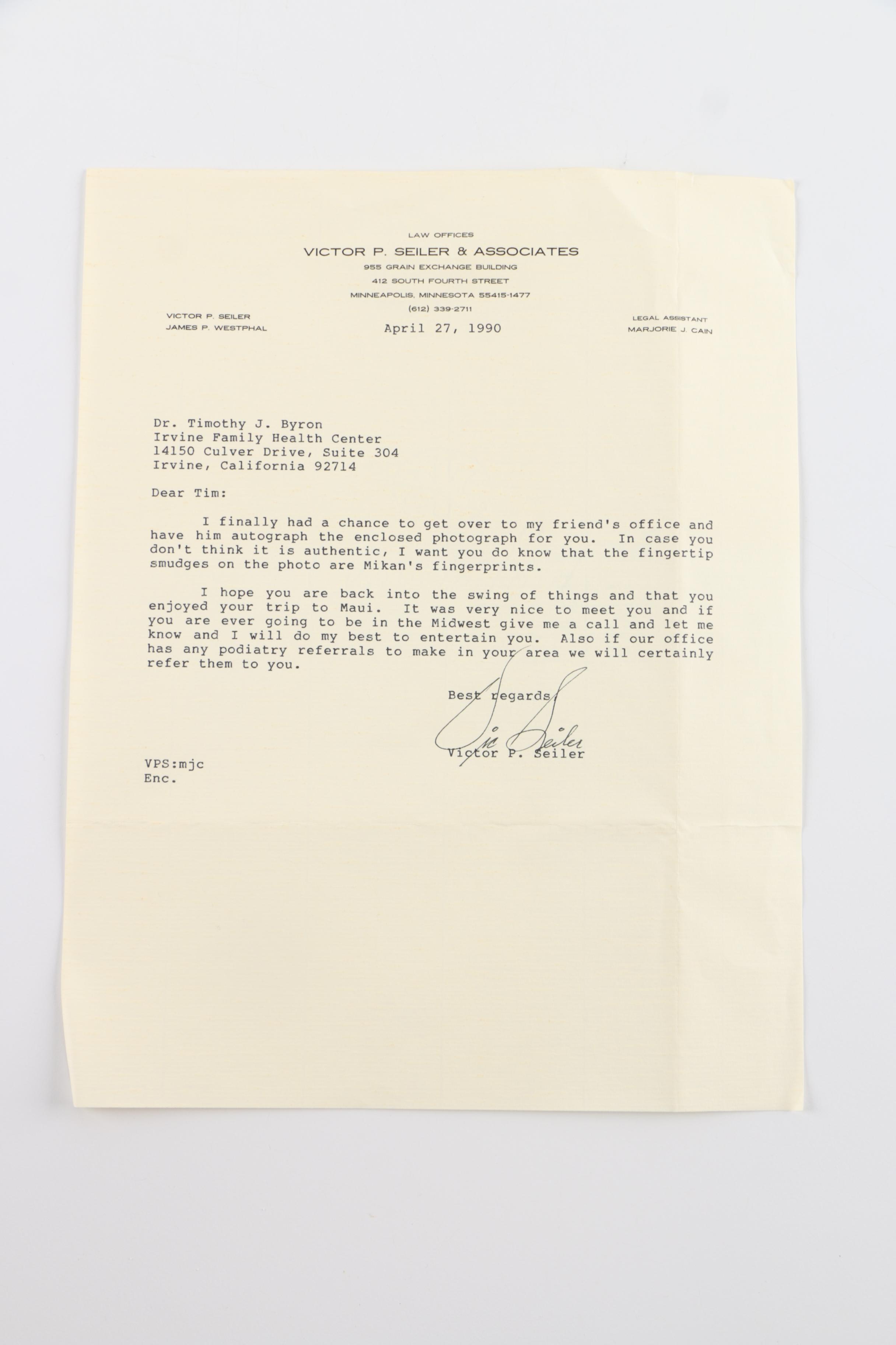 Autographed George Mikan and "Hot Rod" Hundley Pictures