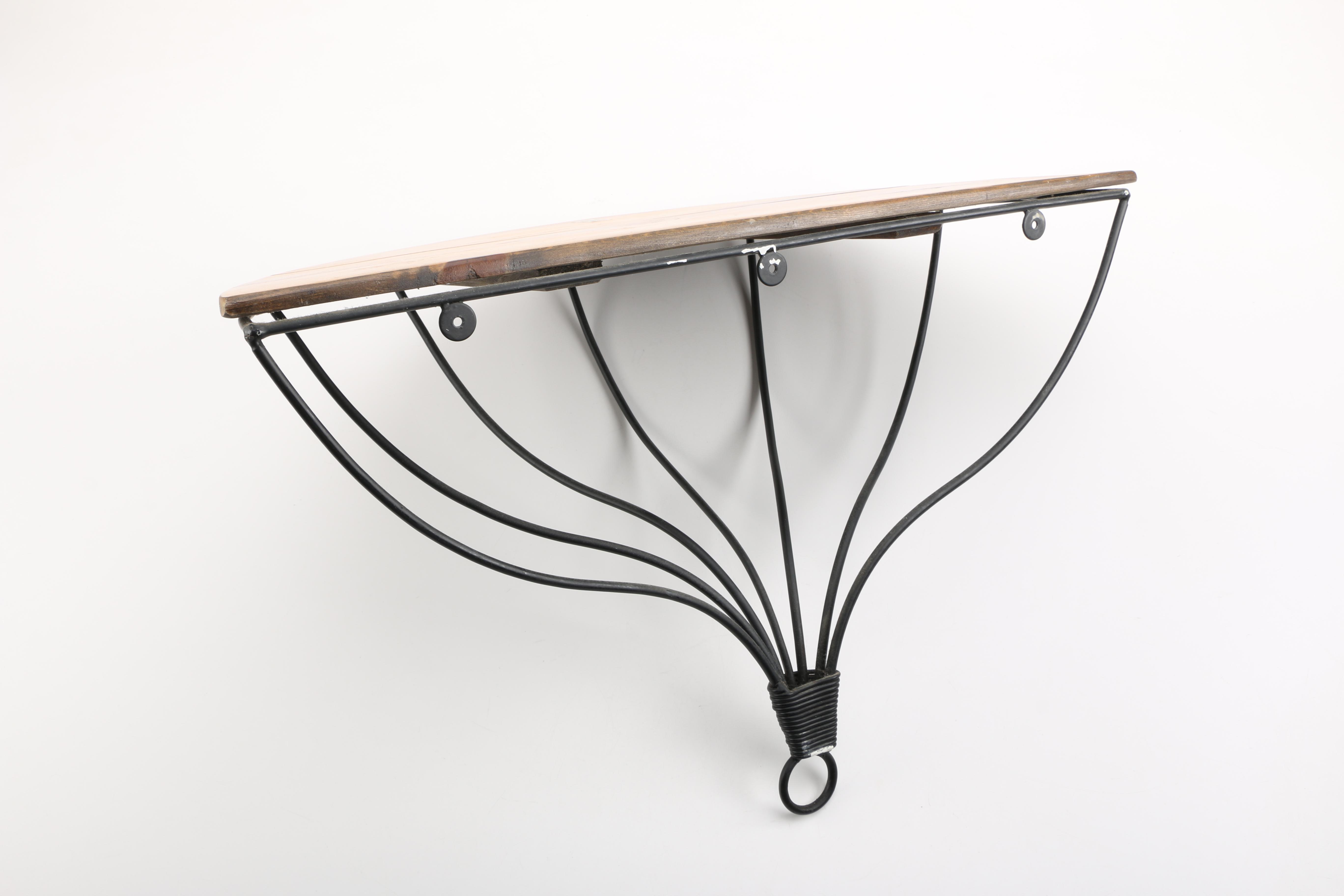 Wrought Iron and Wood Decorative Wall Mounted Shelf