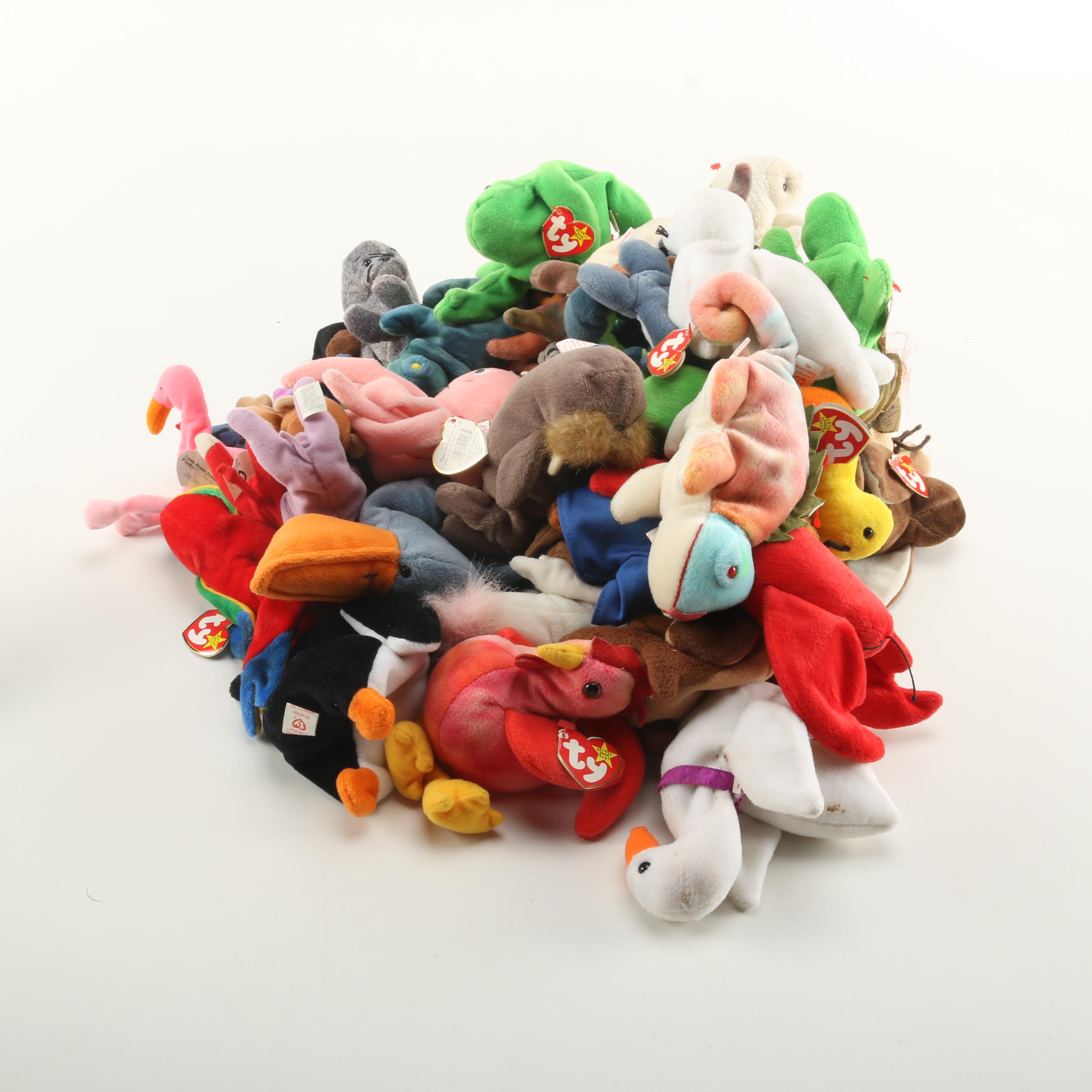 Assortment of TY Beanie Babies Including Teenie Beanie Babies