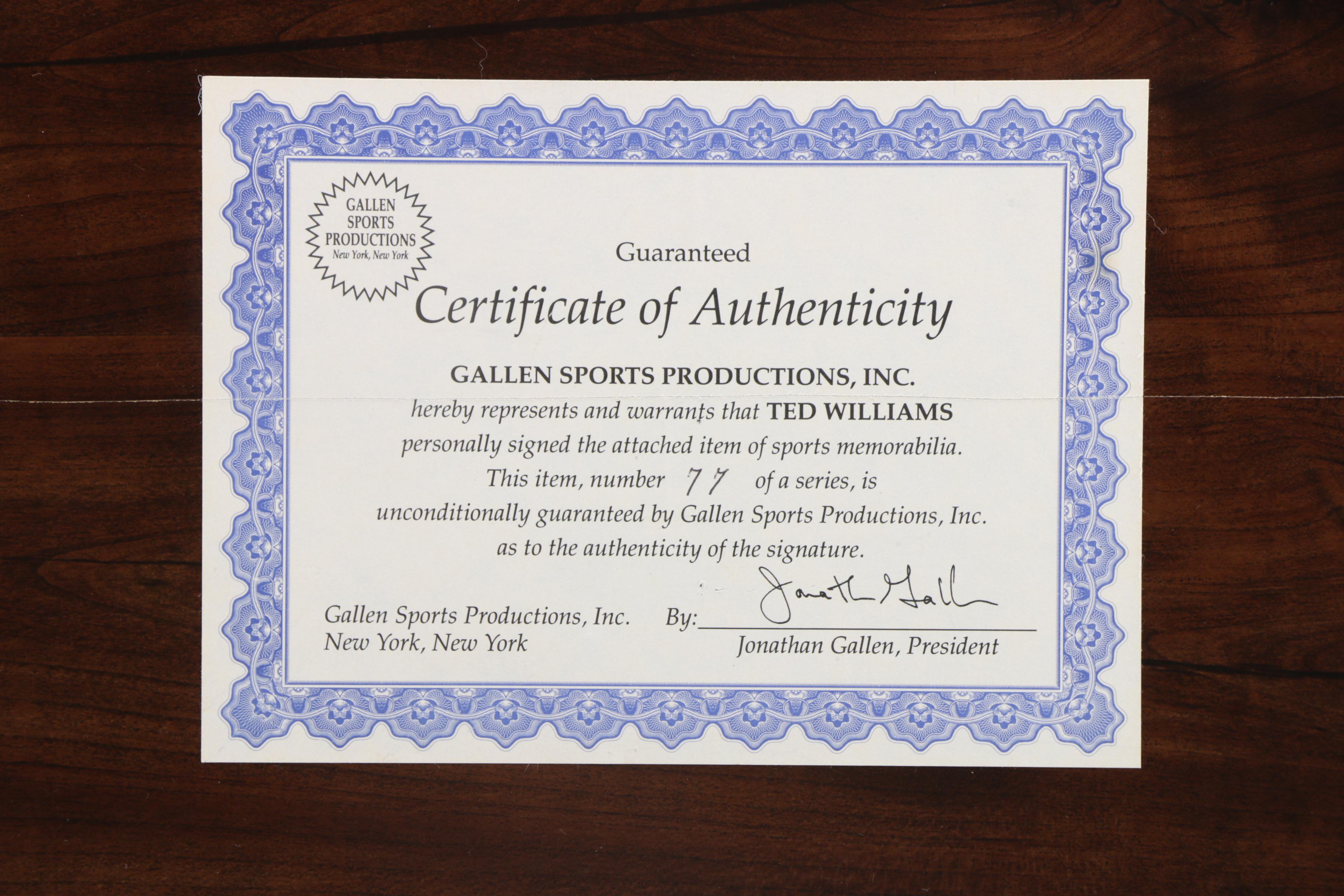 Ted Williams Signed Photograph