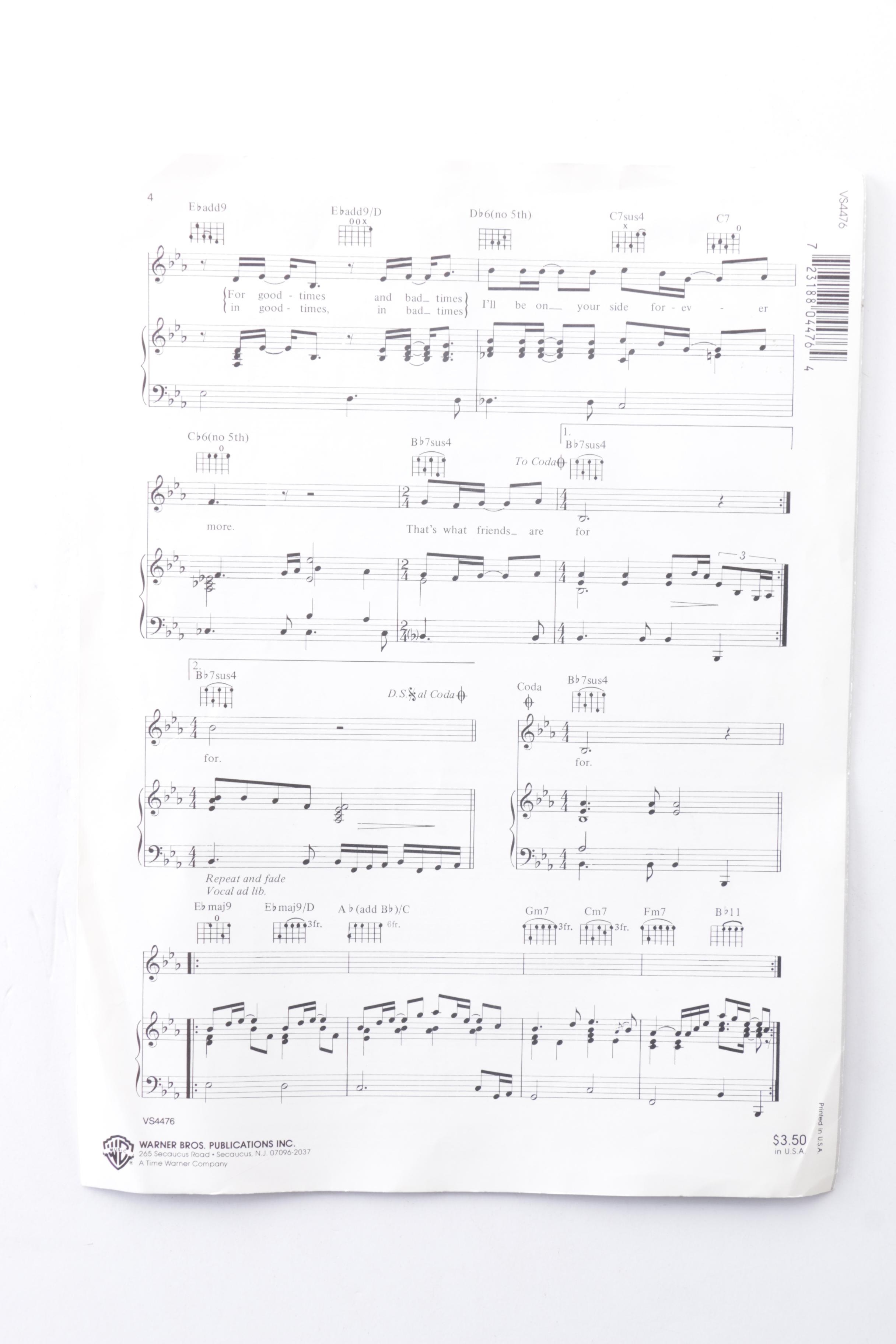 That's Dionne & Friends "Thats What Friends Are For"  Signed Music Booklets