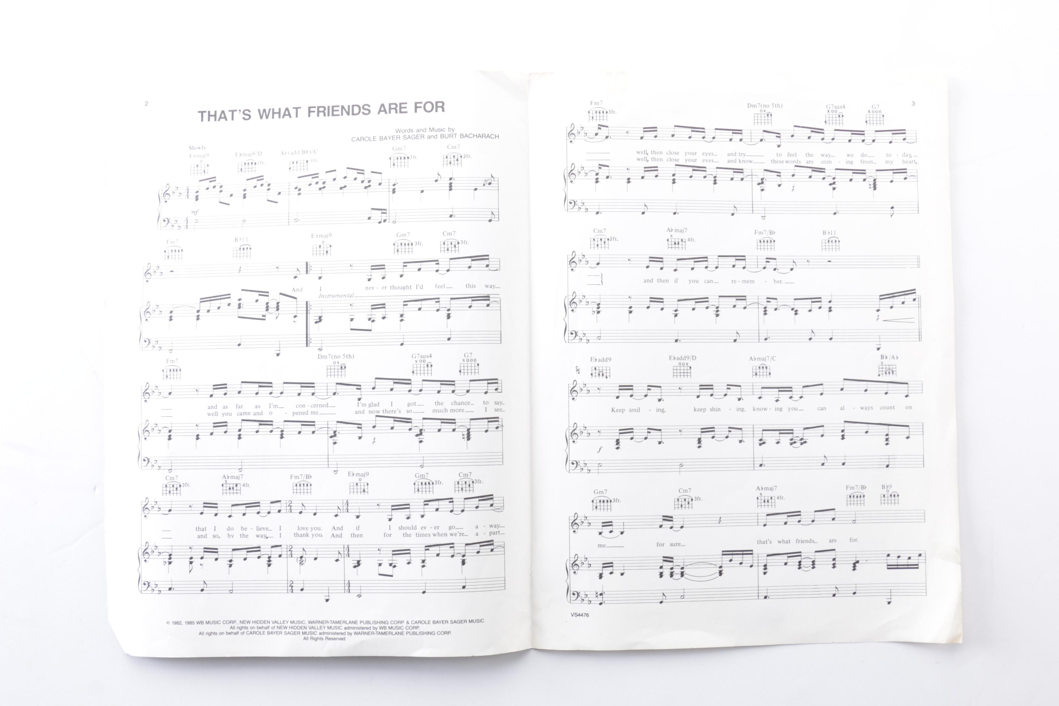 That's Dionne & Friends "Thats What Friends Are For"  Signed Music Booklets