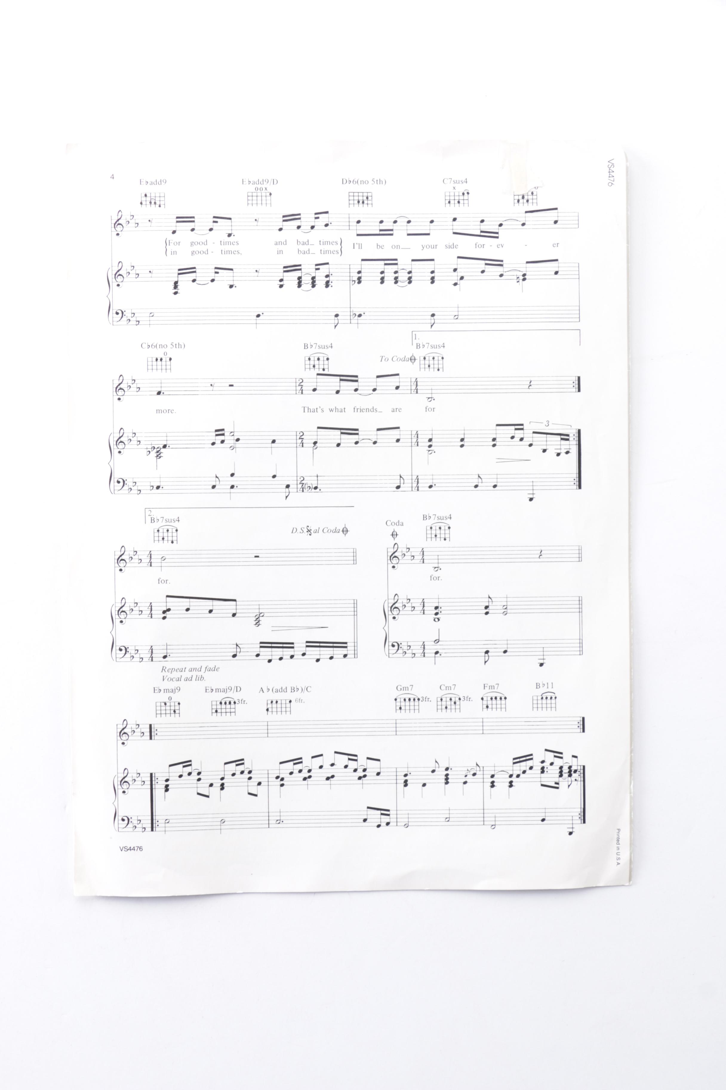 That's Dionne & Friends "Thats What Friends Are For"  Signed Music Booklets