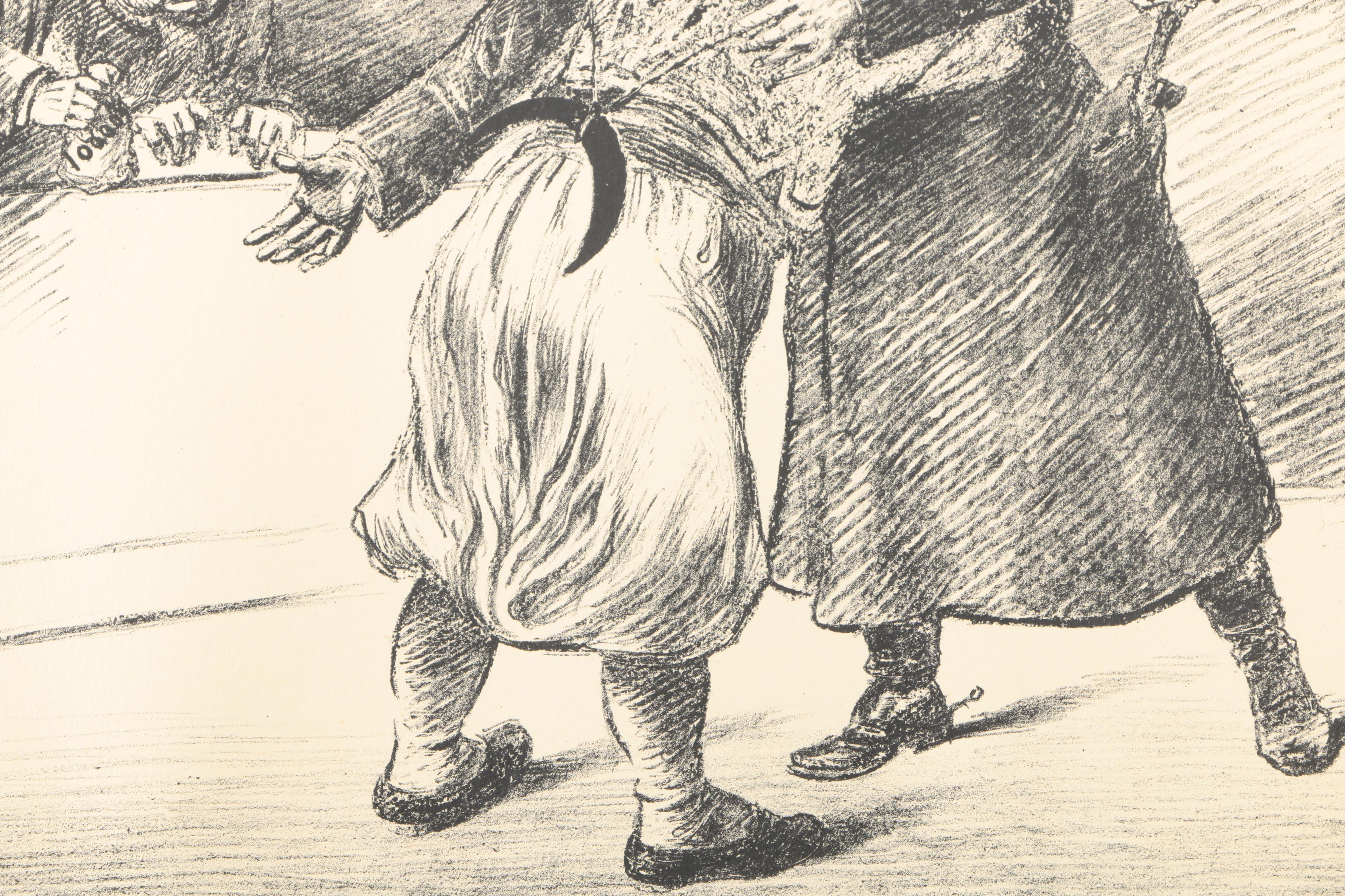 Antique WWI Signed Etchings of Political Cartoons