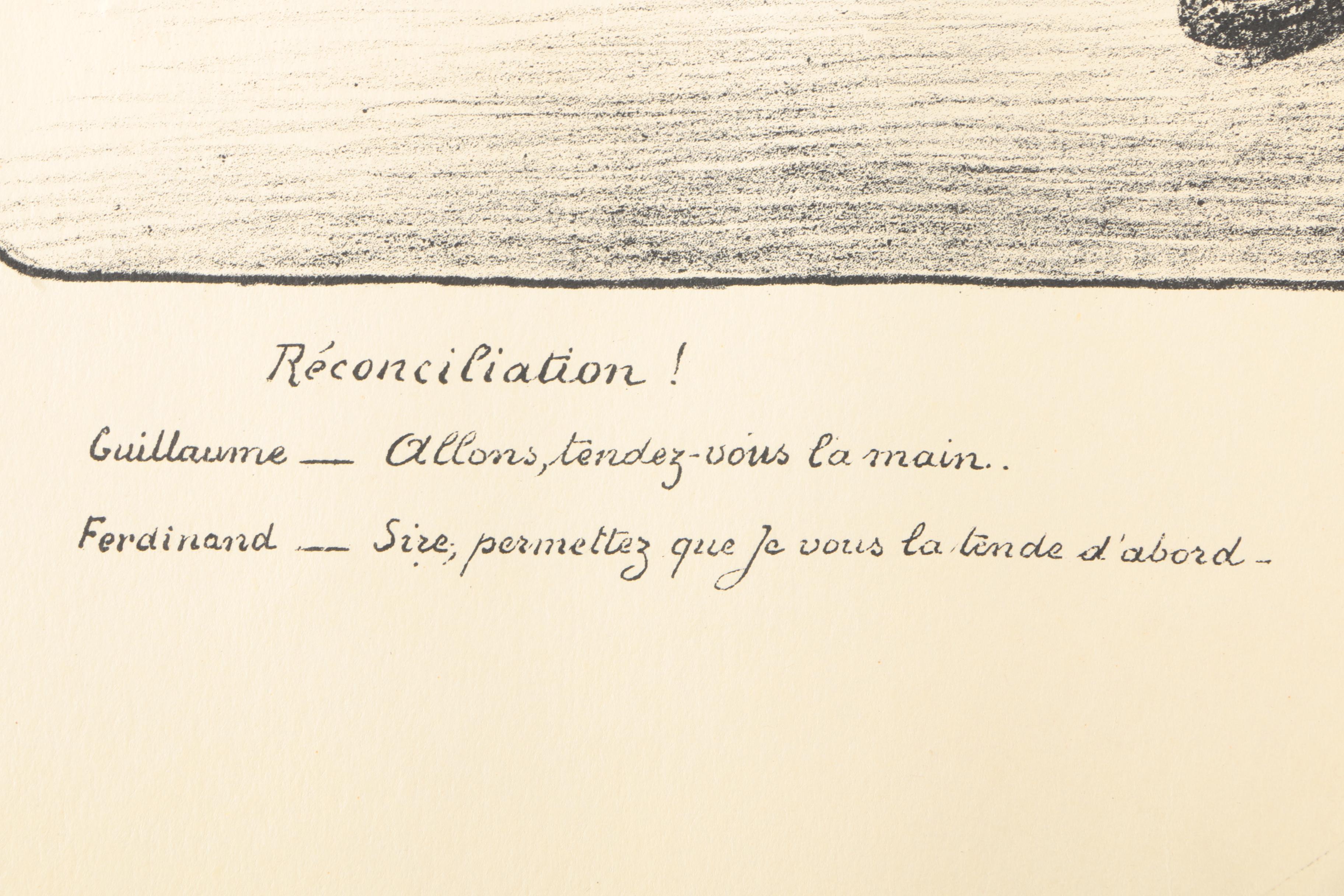 Antique WWI Signed Etchings of Political Cartoons