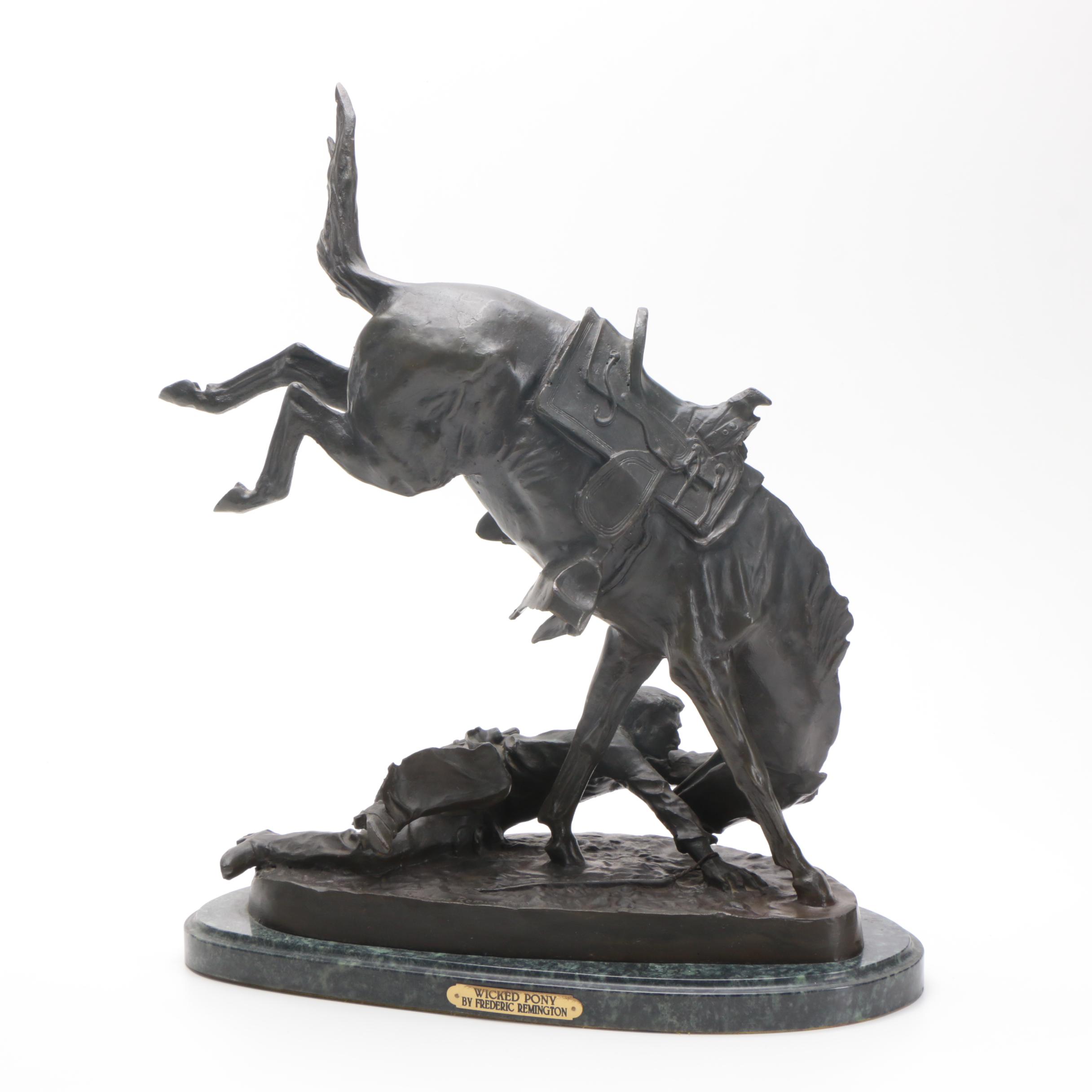 Bronze Sculpture After Frederic Remington "Wicked Pony"