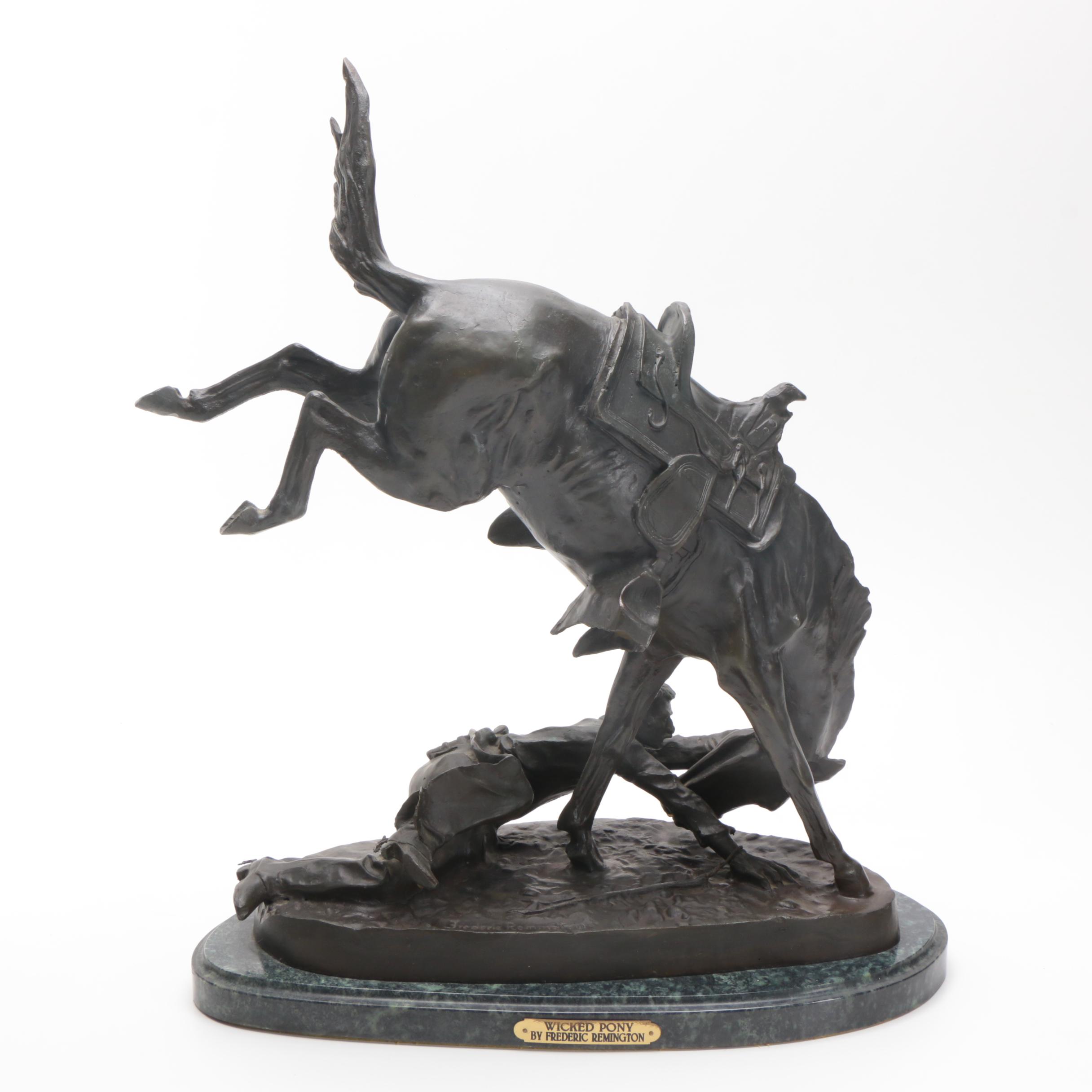 Bronze Sculpture After Frederic Remington "Wicked Pony"
