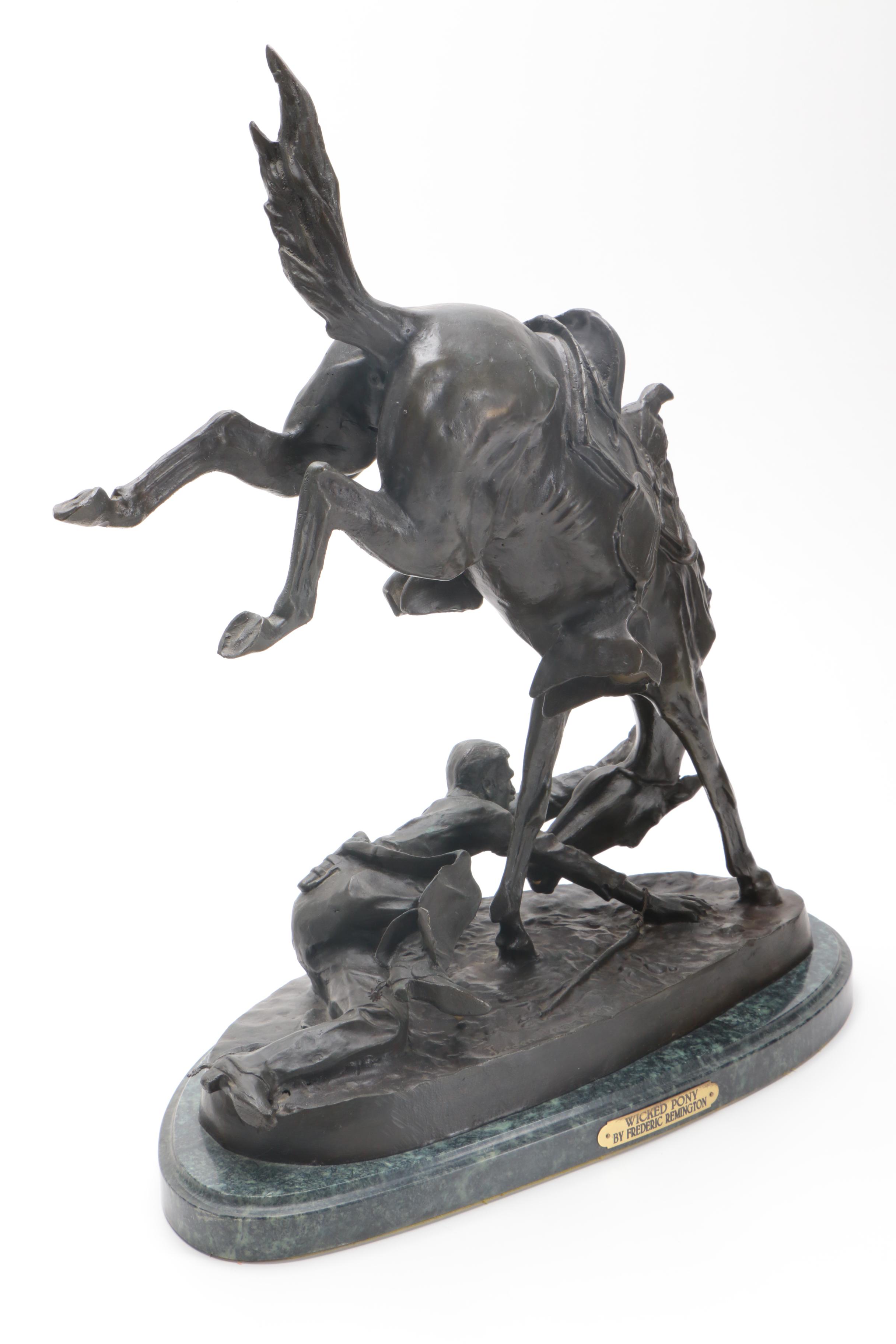 Bronze Sculpture After Frederic Remington "Wicked Pony"