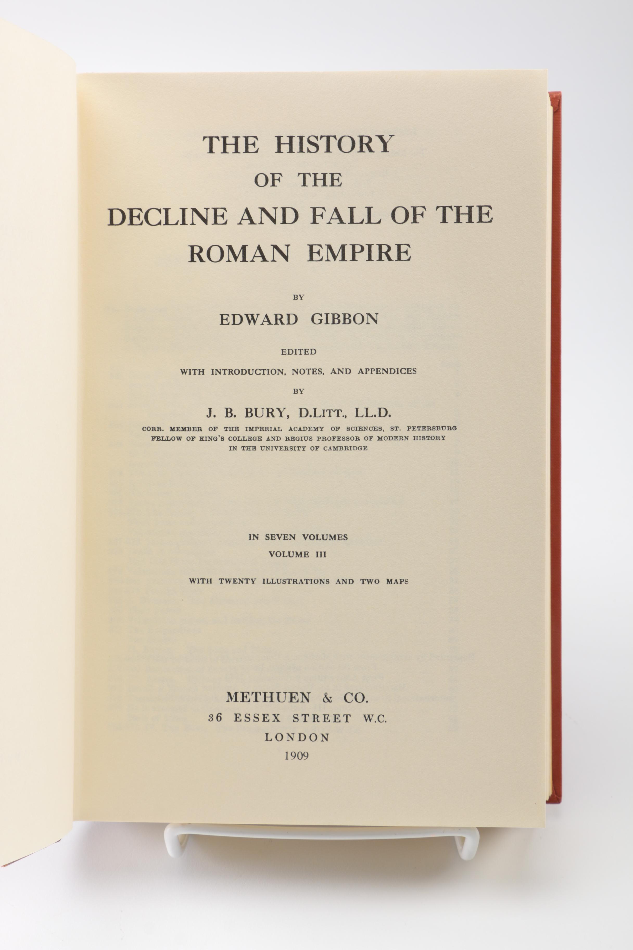 Complete Set of "The Decline and Fall of the Roman Empire" by Edward Gibbon