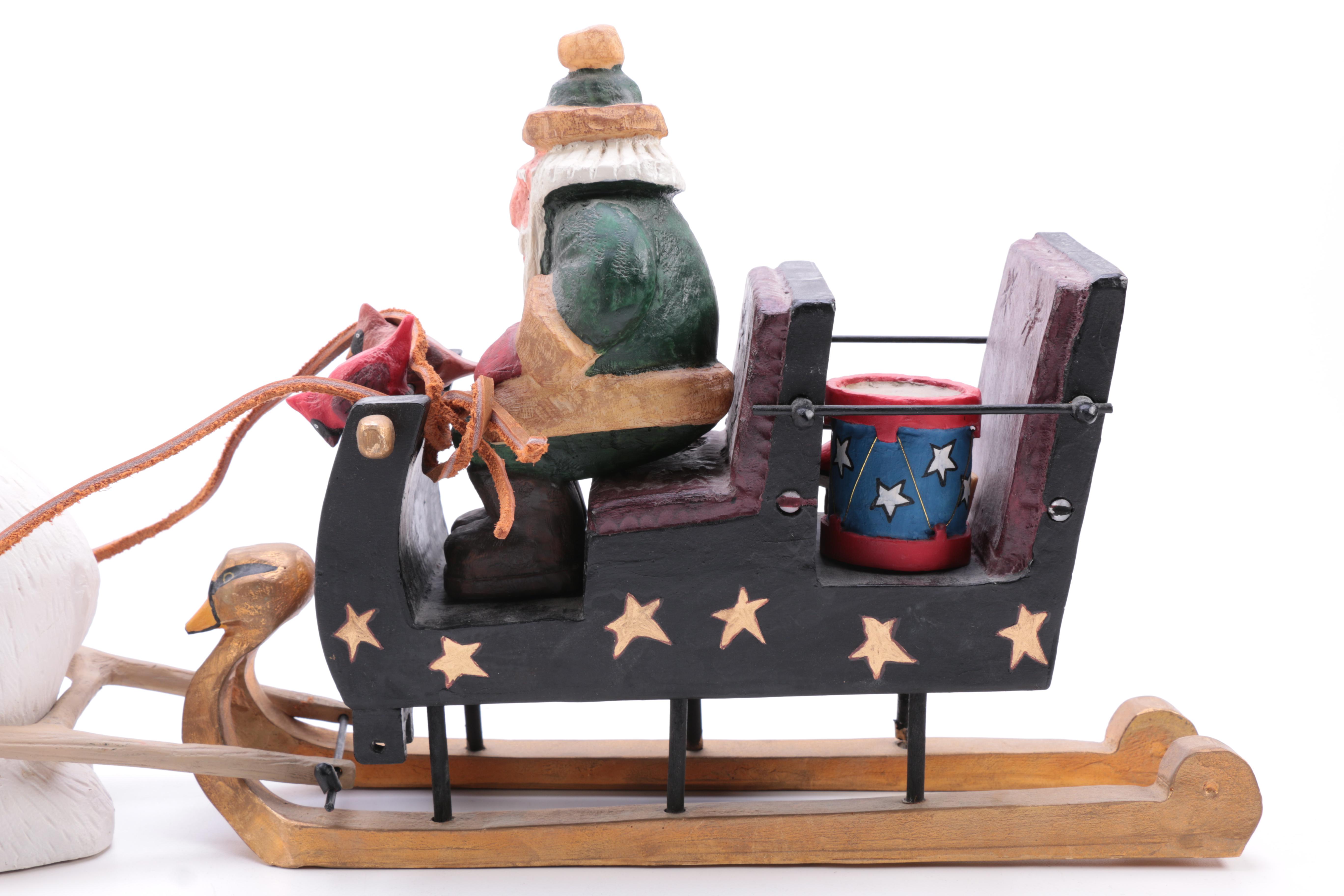 Hand-Painted Santa on Sleigh Figurine