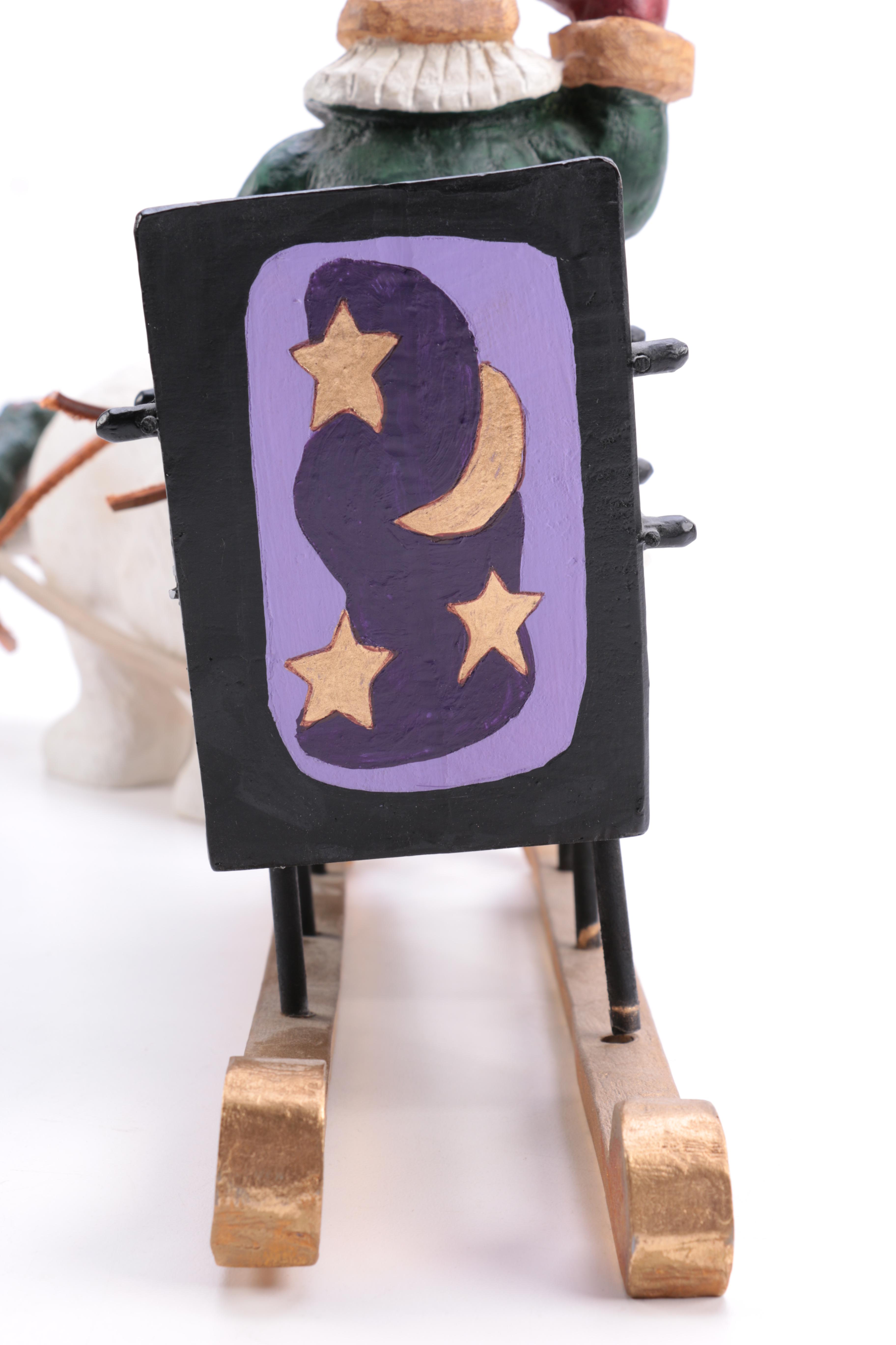 Hand-Painted Santa on Sleigh Figurine