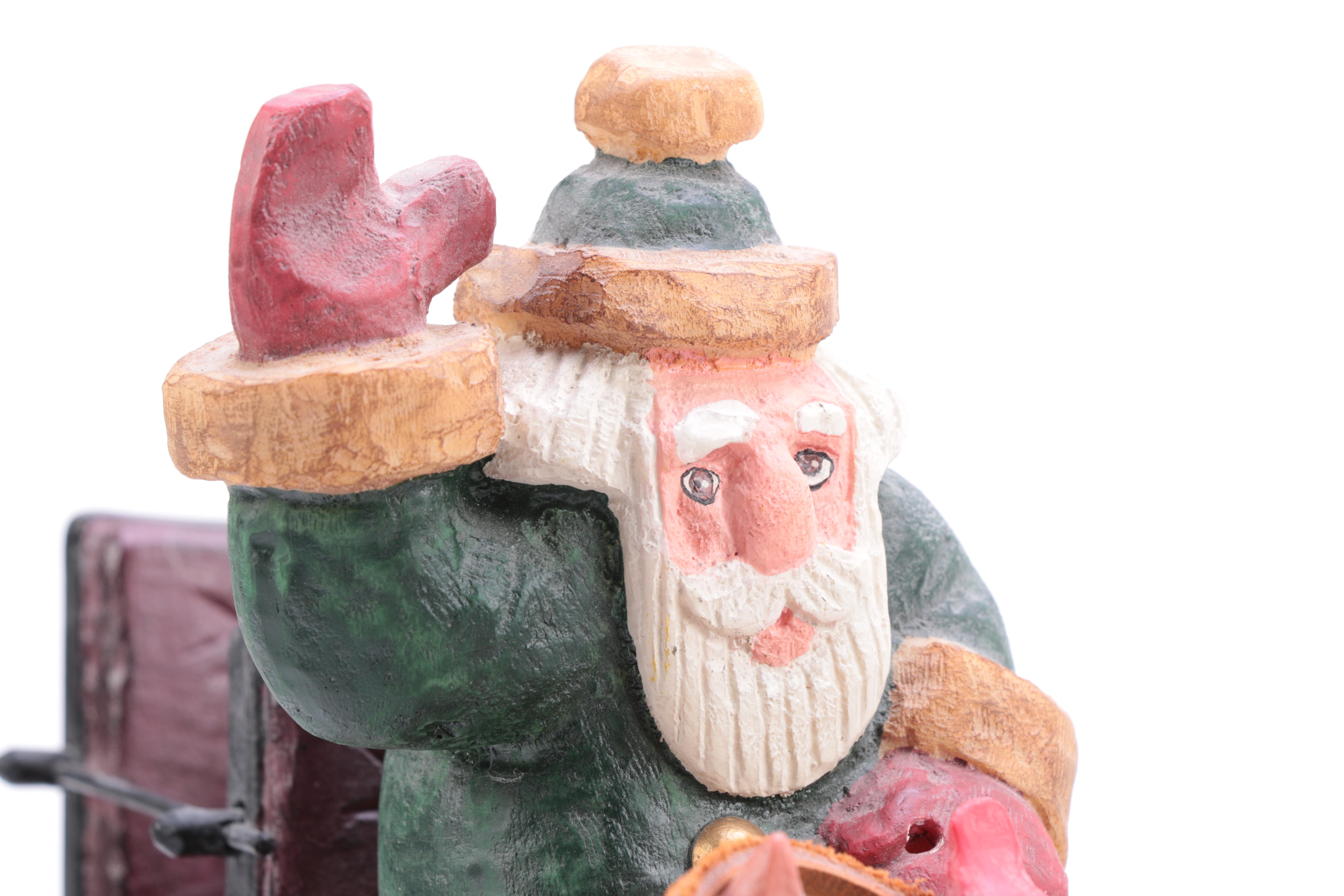 Hand-Painted Santa on Sleigh Figurine